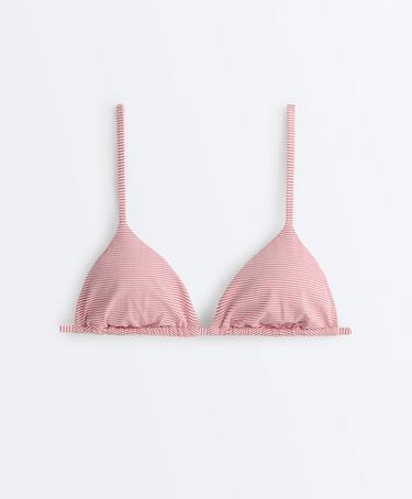 Stripe triangle bikini top — RED 10