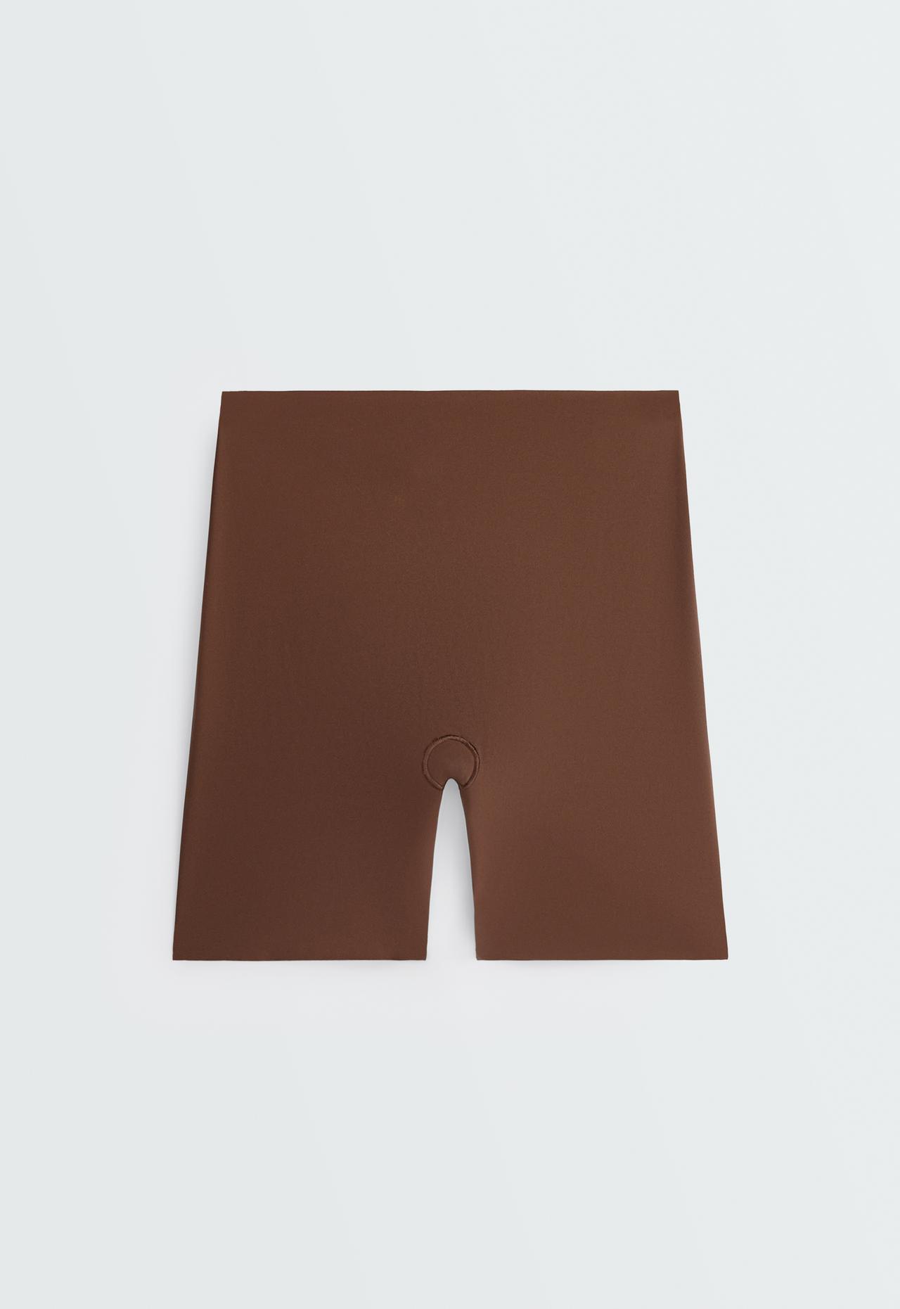 High-waisted invisible laser-cut cycling briefs — DARK BROWN