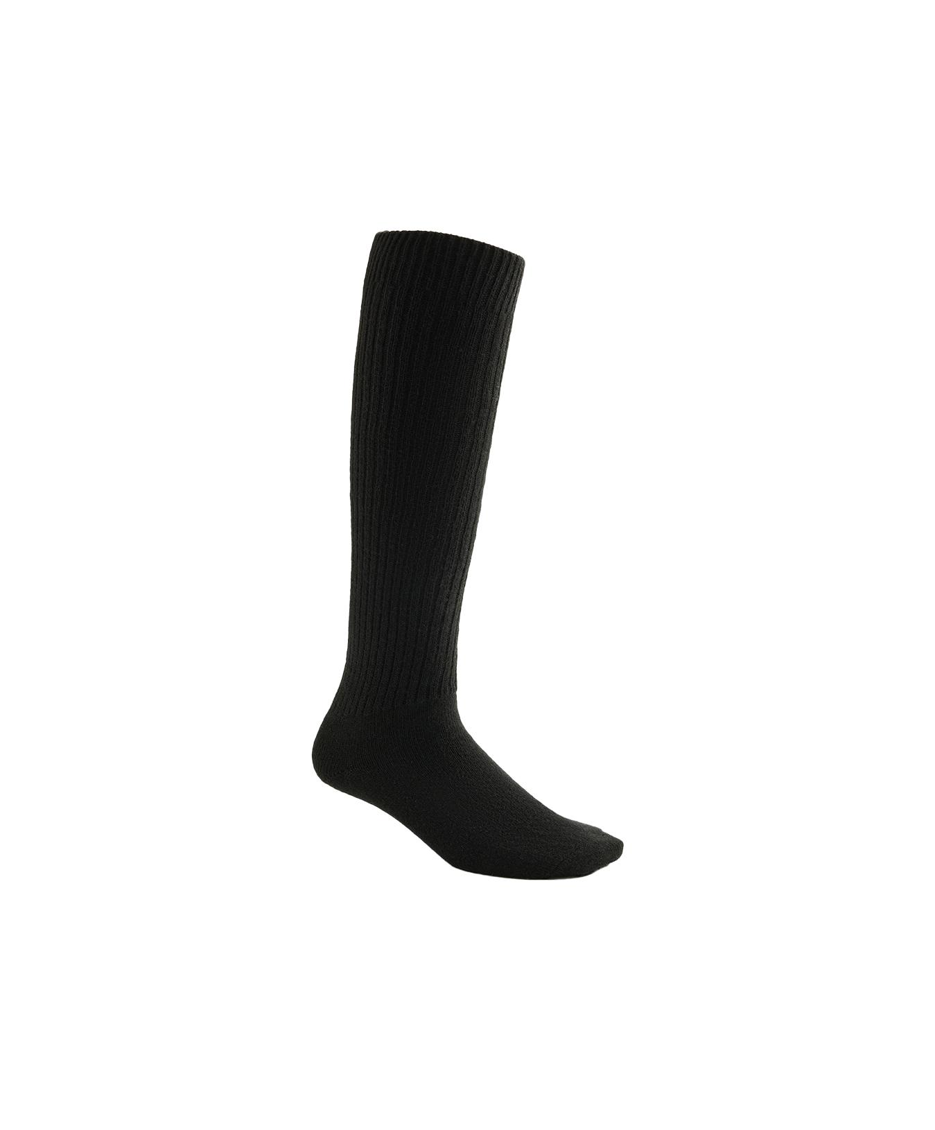 22% cashmere 10% wool long socks — BLACK