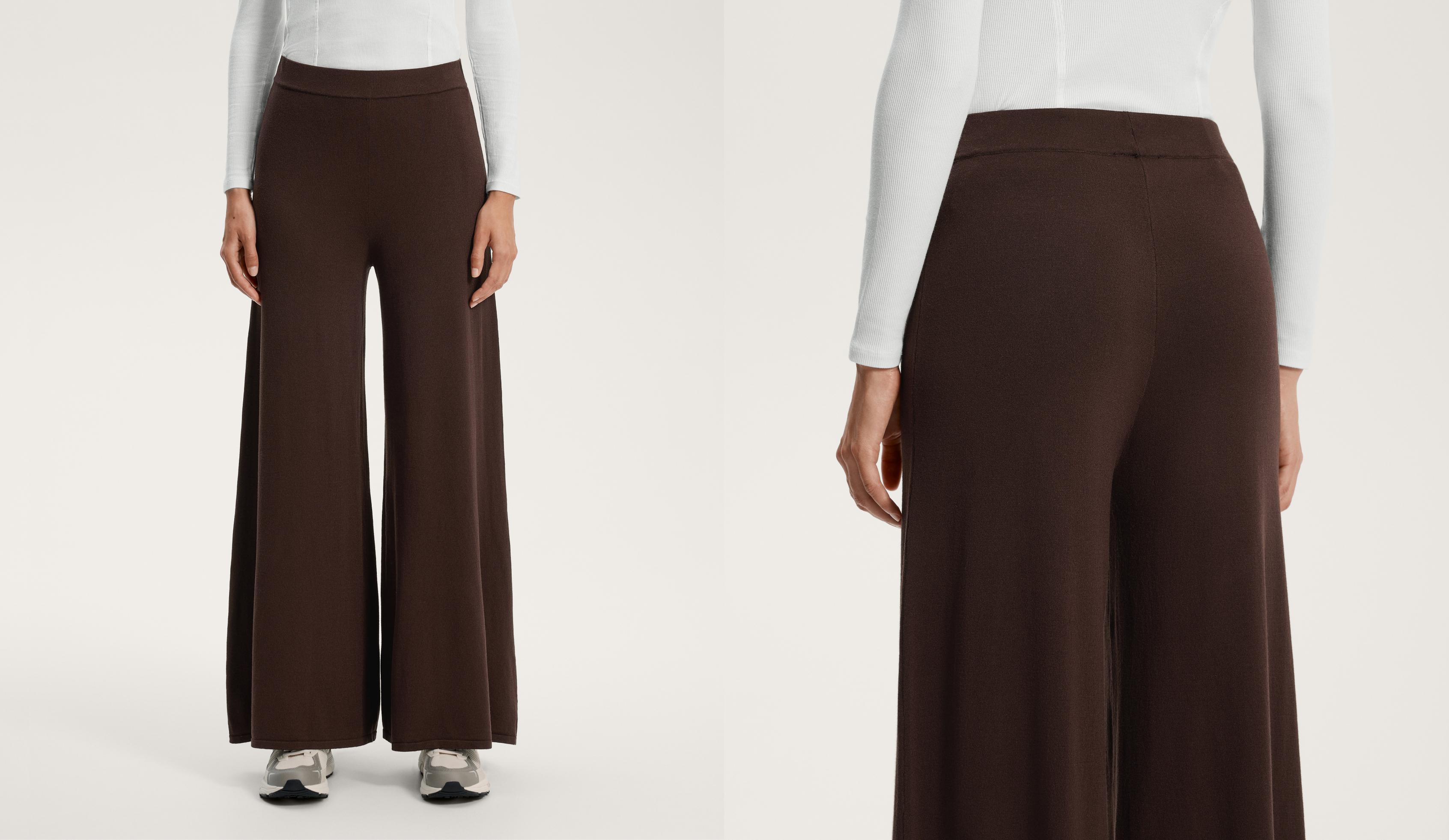 Wide leg straight knit trousers