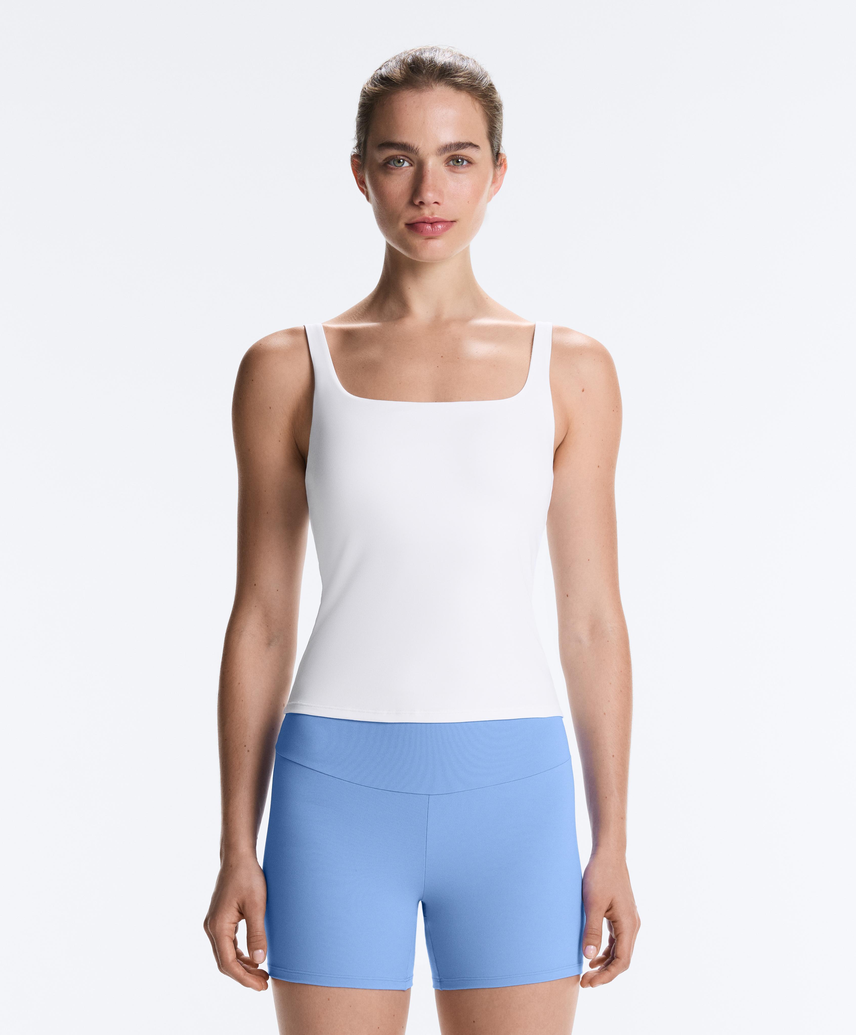 Long square neck Comfortlux tank top — WHITE