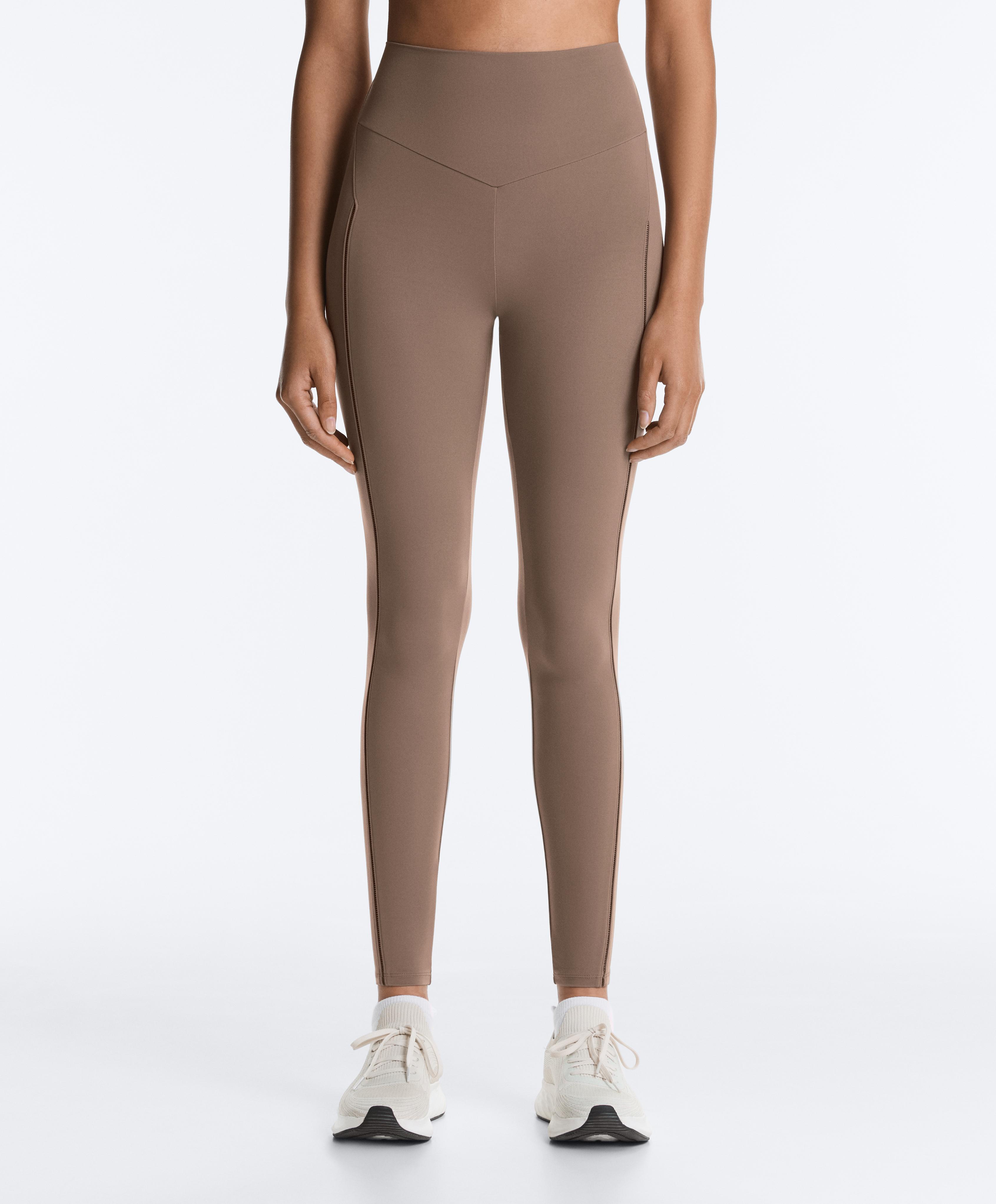 Comfortlux high-rise hemstitch ankle-length leggings — MINK