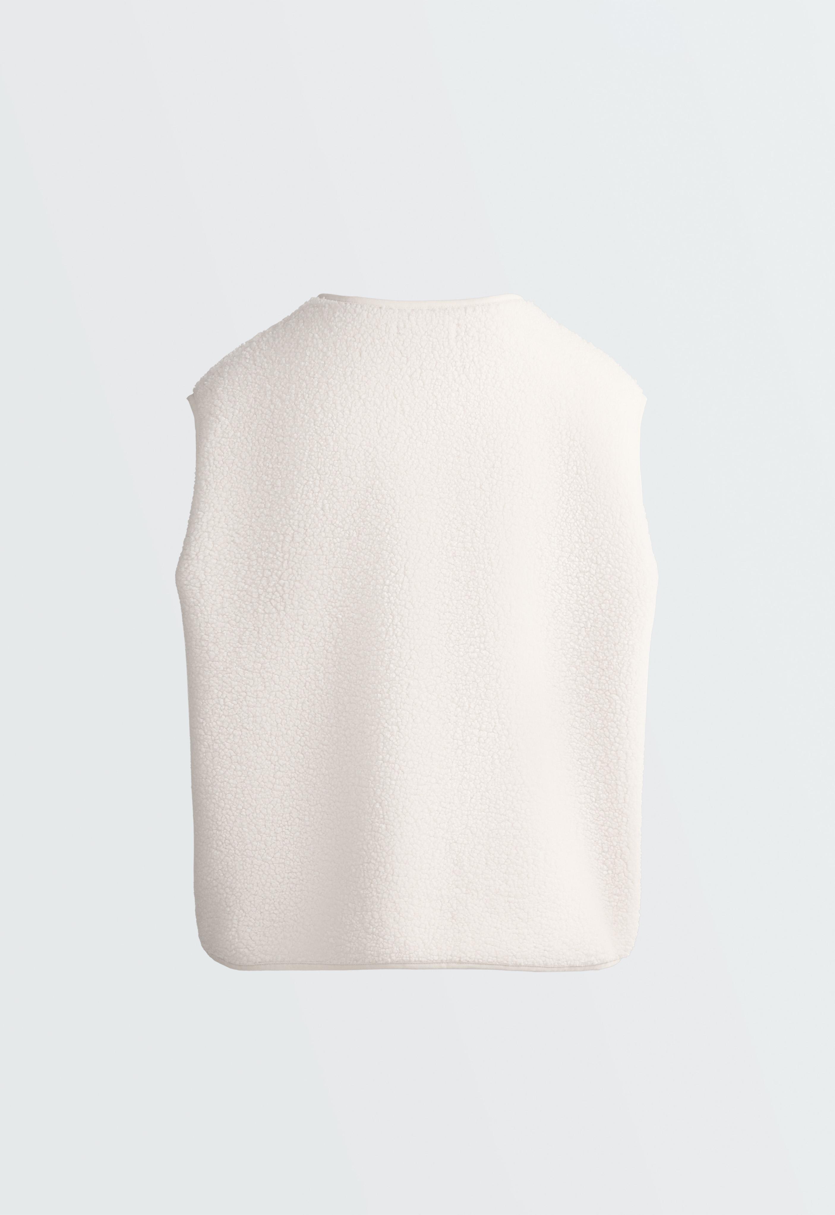 Faux-shearling zip gilet — ECRU