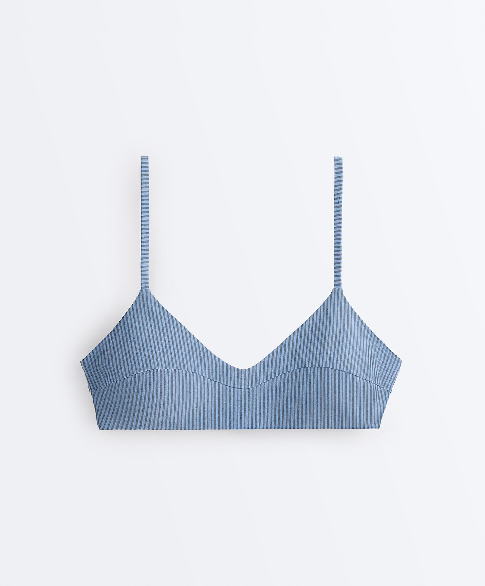 Striped bikini top — SKY BLUE