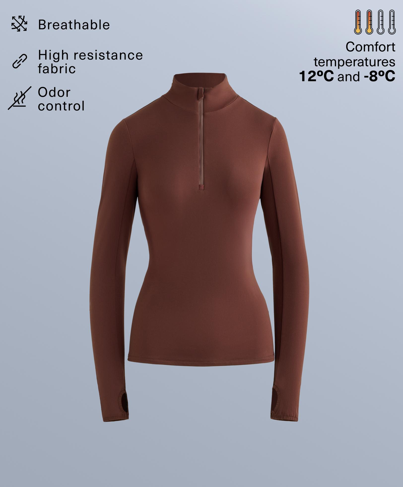 Thermal base layer half-zip top — BURGUNDY