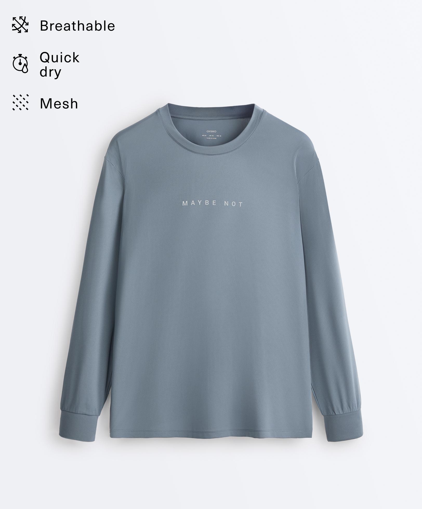 Μακρυμάνικη τεχνική μπλούζα με κείμενο Μακρυμάνικη τεχνική μπλούζα με κείμενο