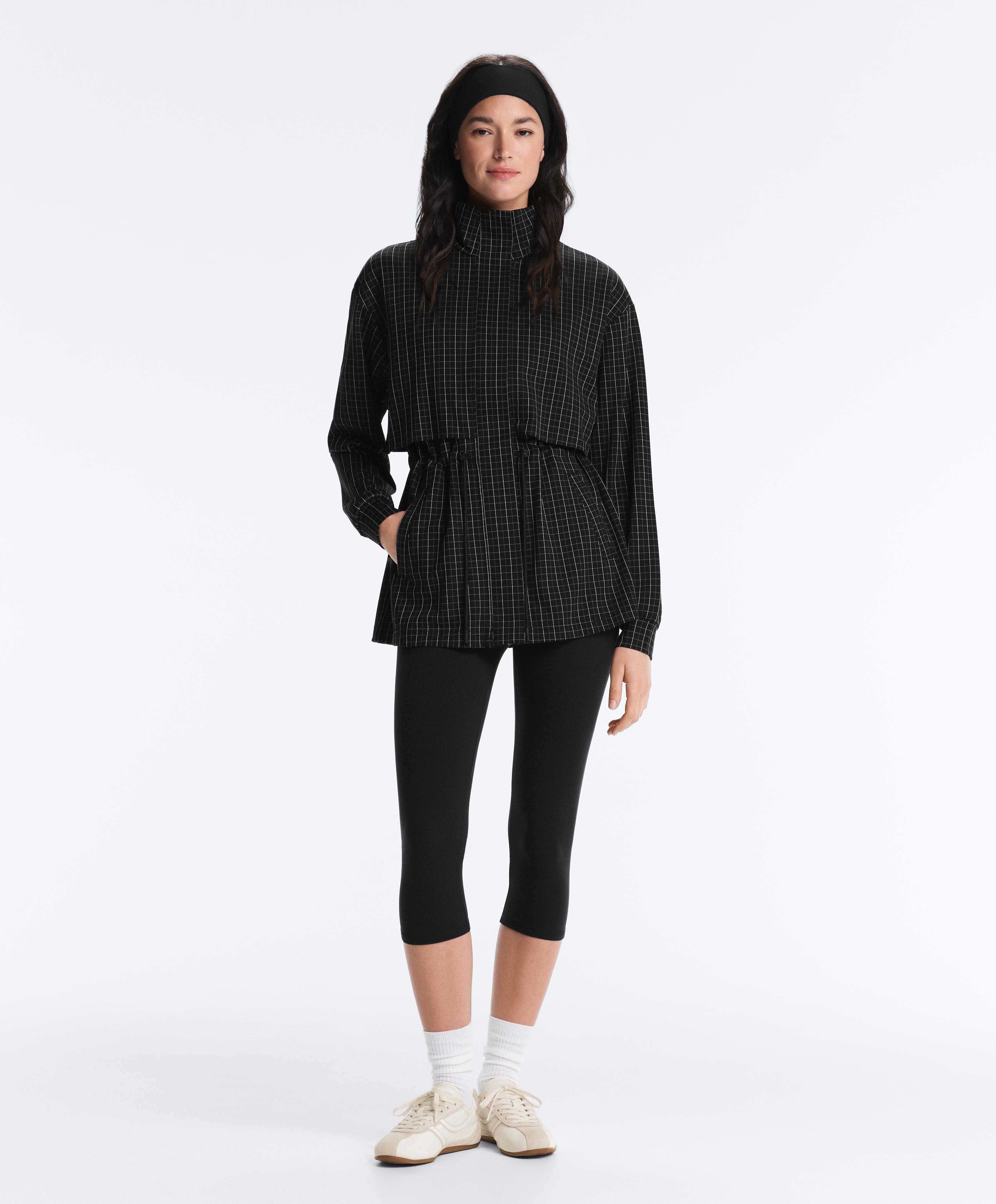 Long checked jacket — BLACK