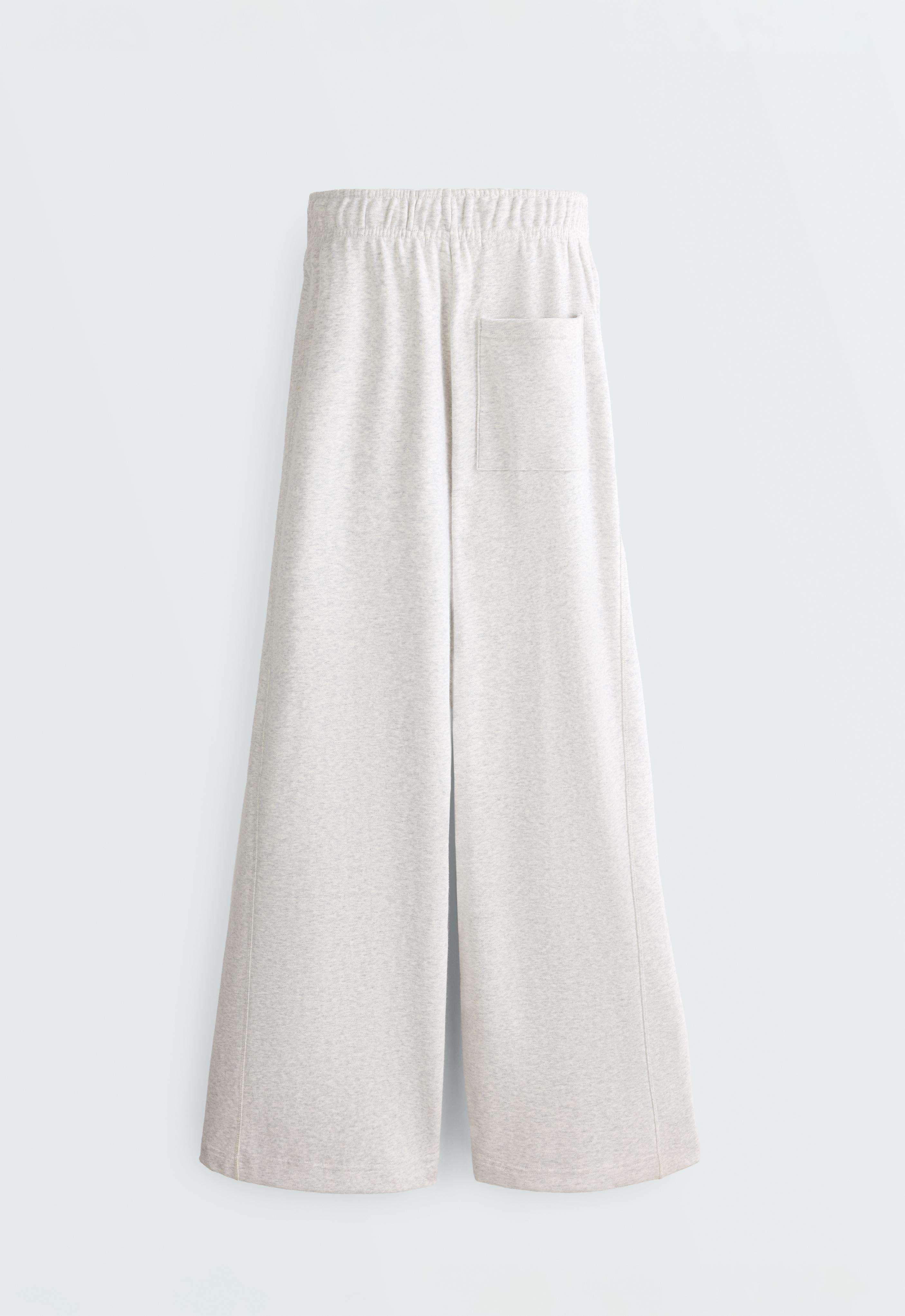 Heathered cotton straight-leg trousers — PALE GREY MELANGE