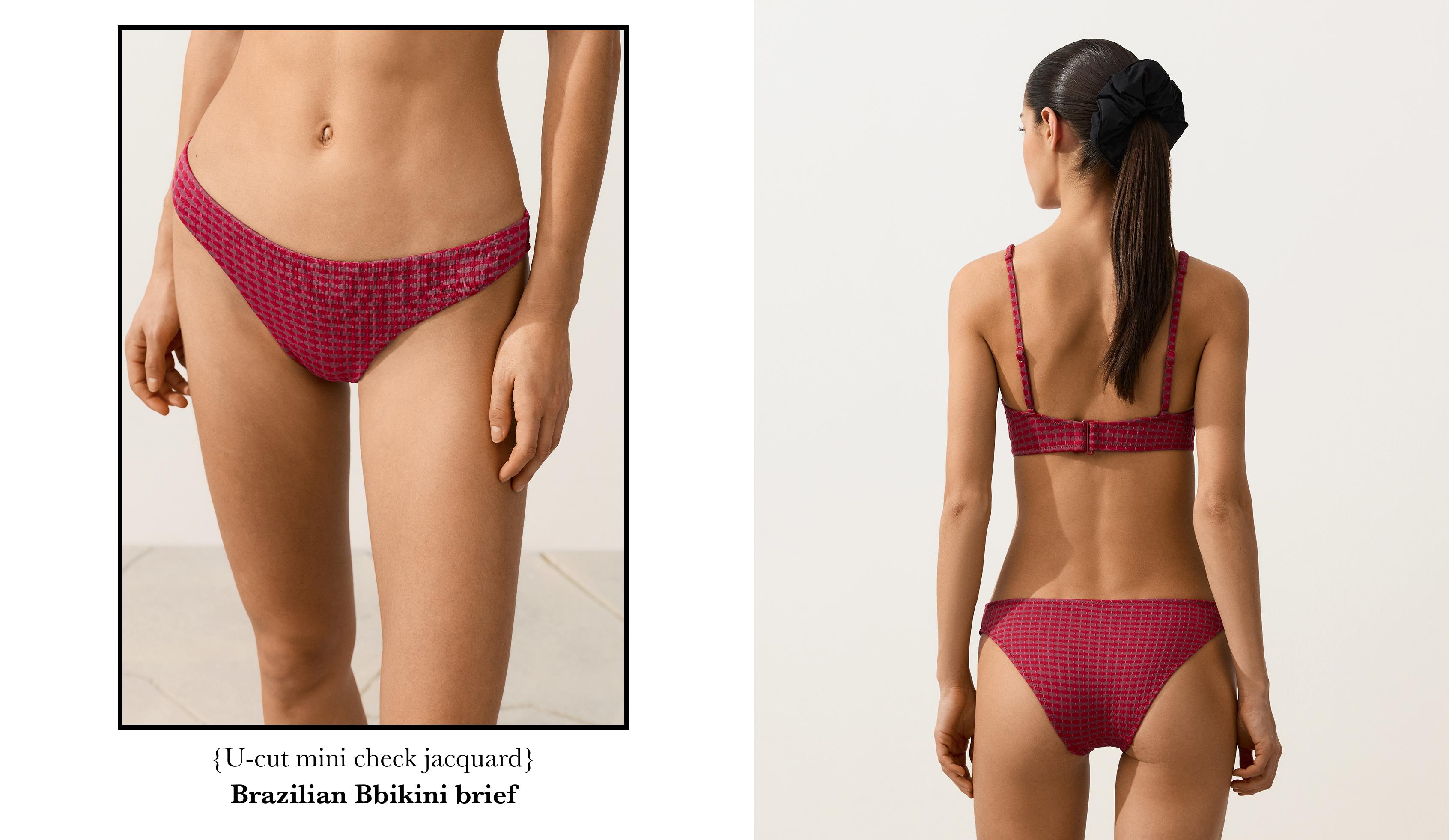 Geometric jacquard classic bikini briefs — FUCHSIA
