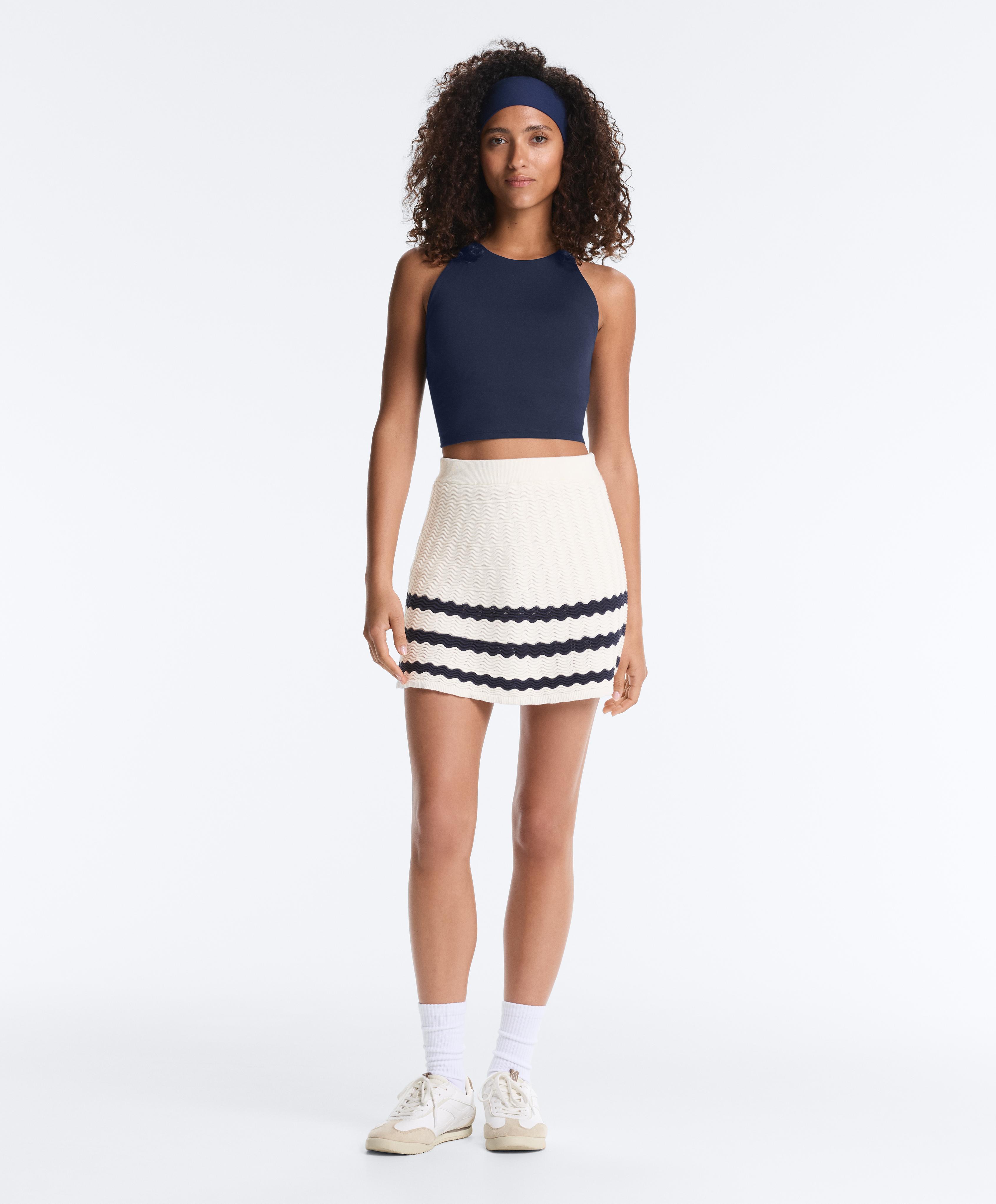 Wave knit short skirt — PALE ECRU