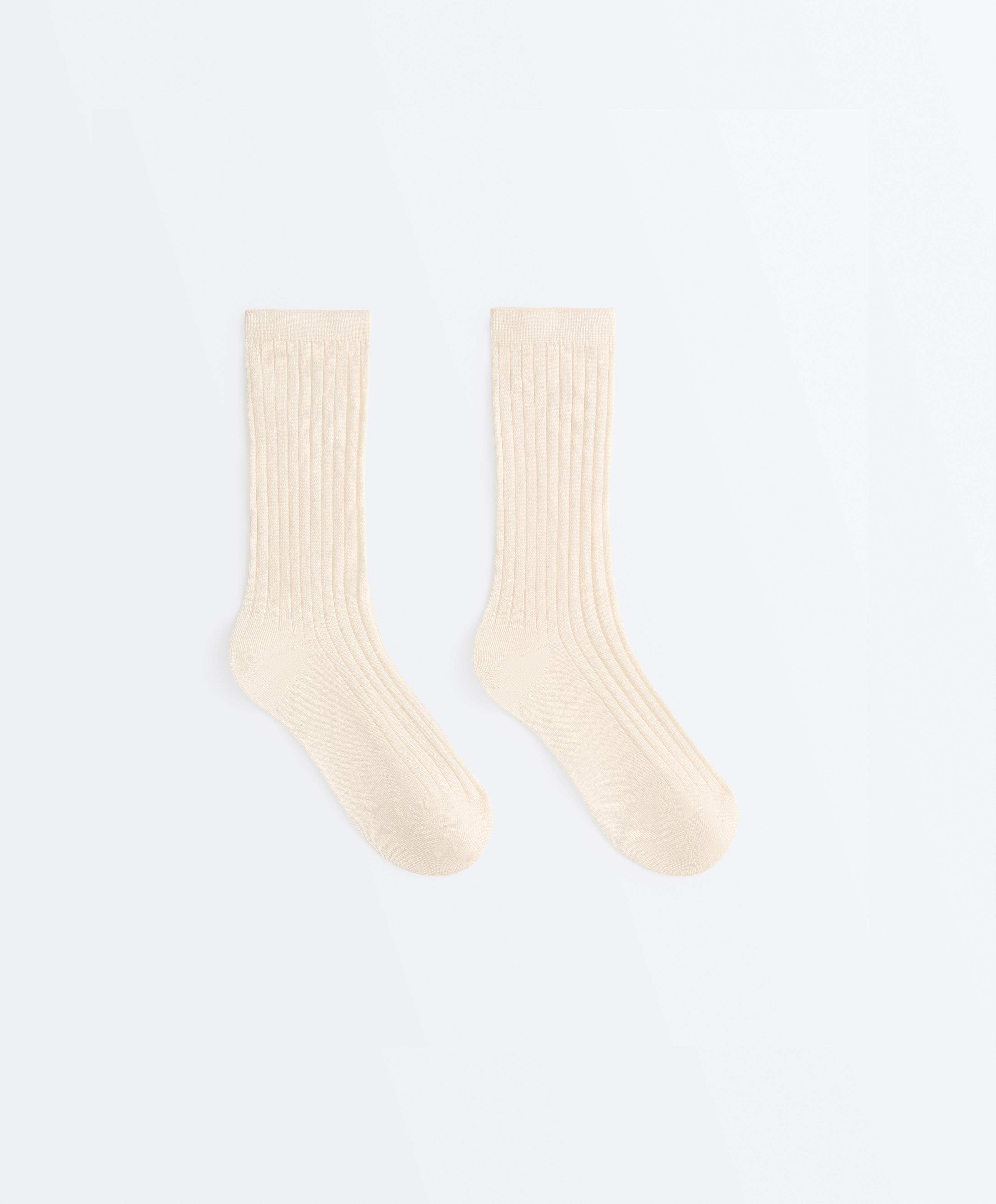 Classic Rib silk blend sock — ECRU