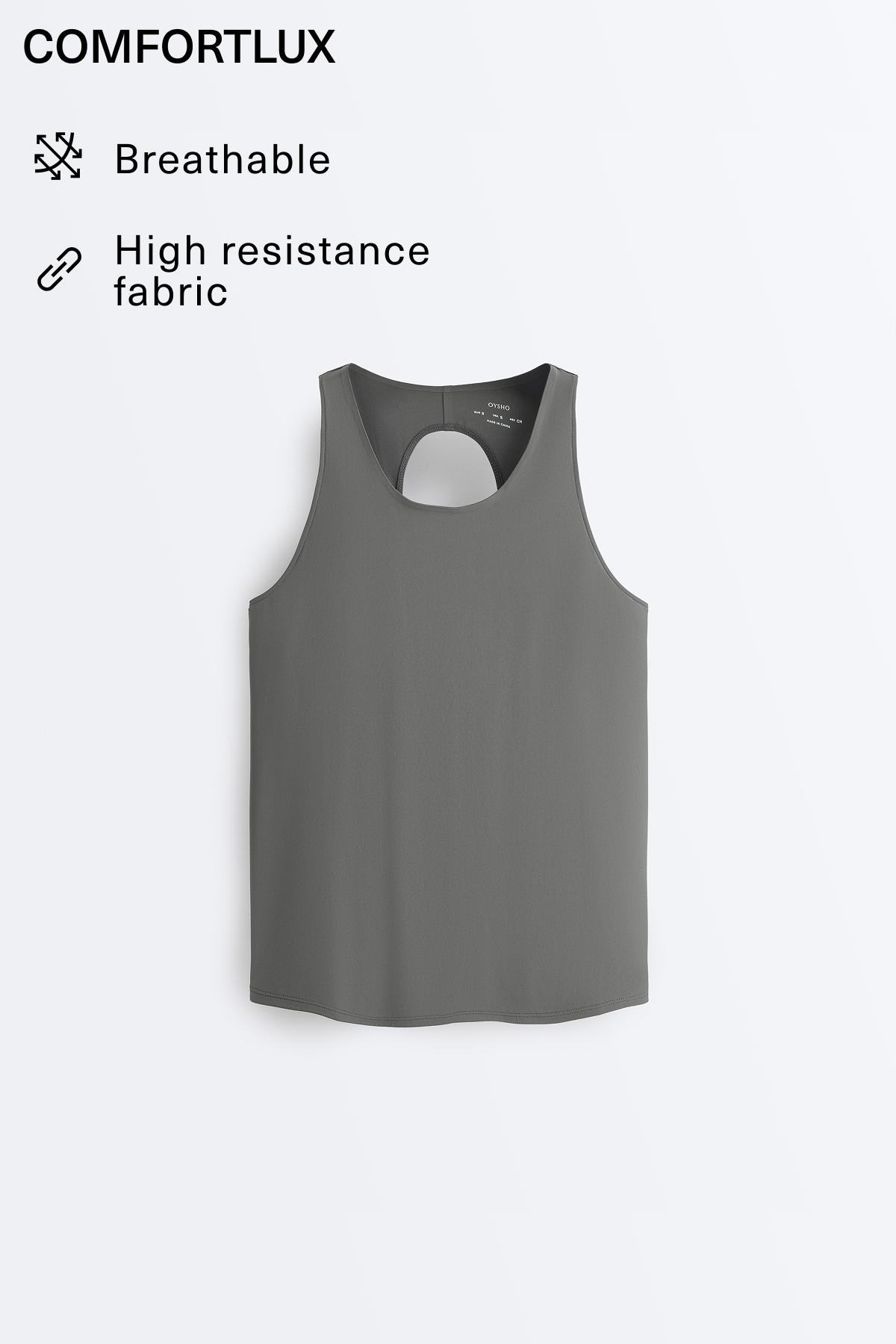 Comfortlux cross-back T-shirt — MID GREY