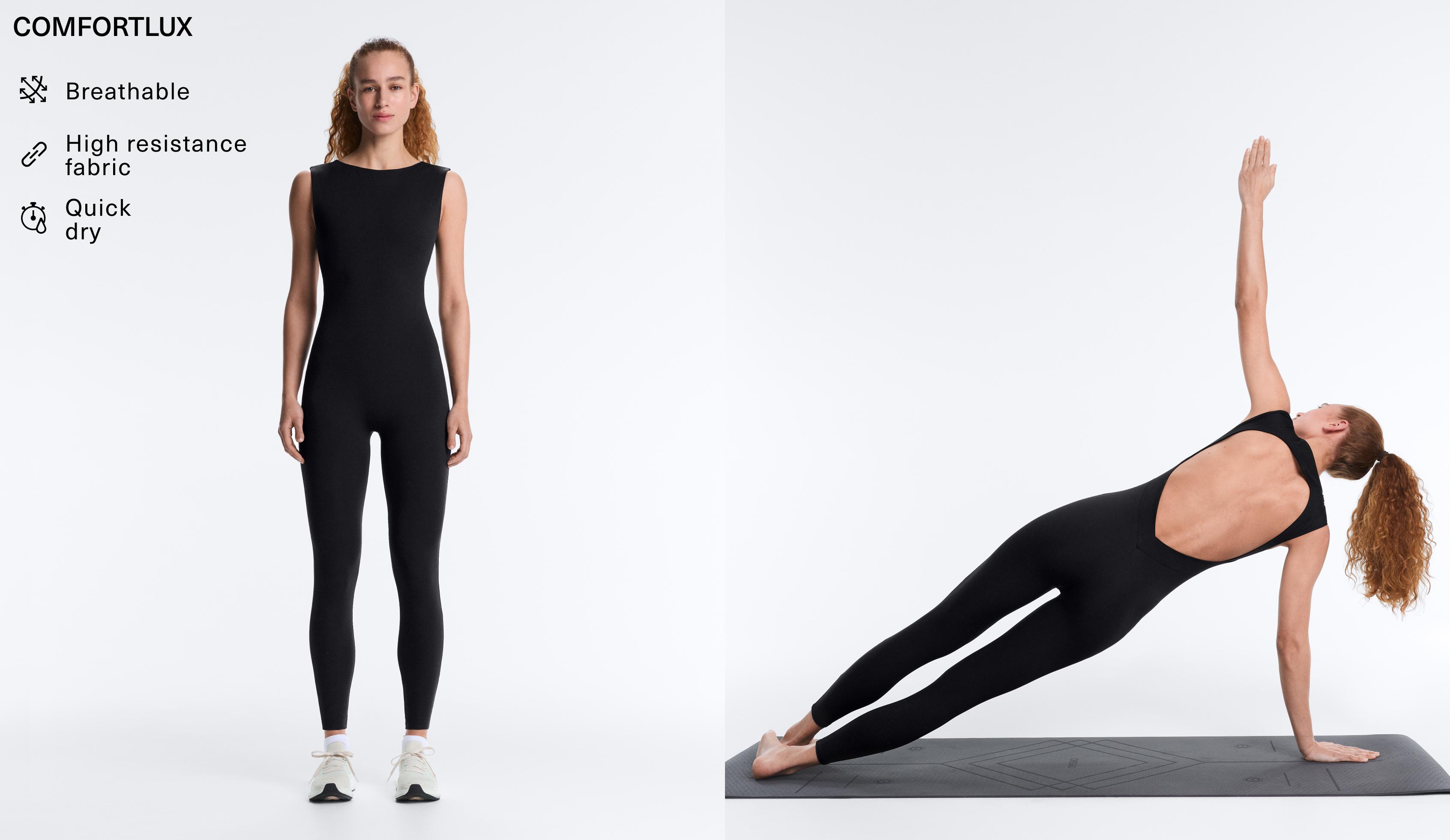Comfortlux boat neck long jumpsuit — BLACK