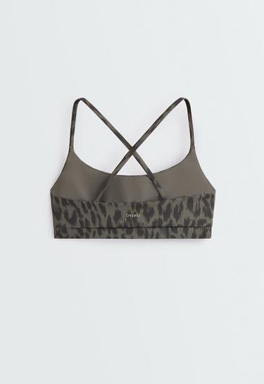 Evermove leopard low-support sports bra — CHARCOAL GREY 8