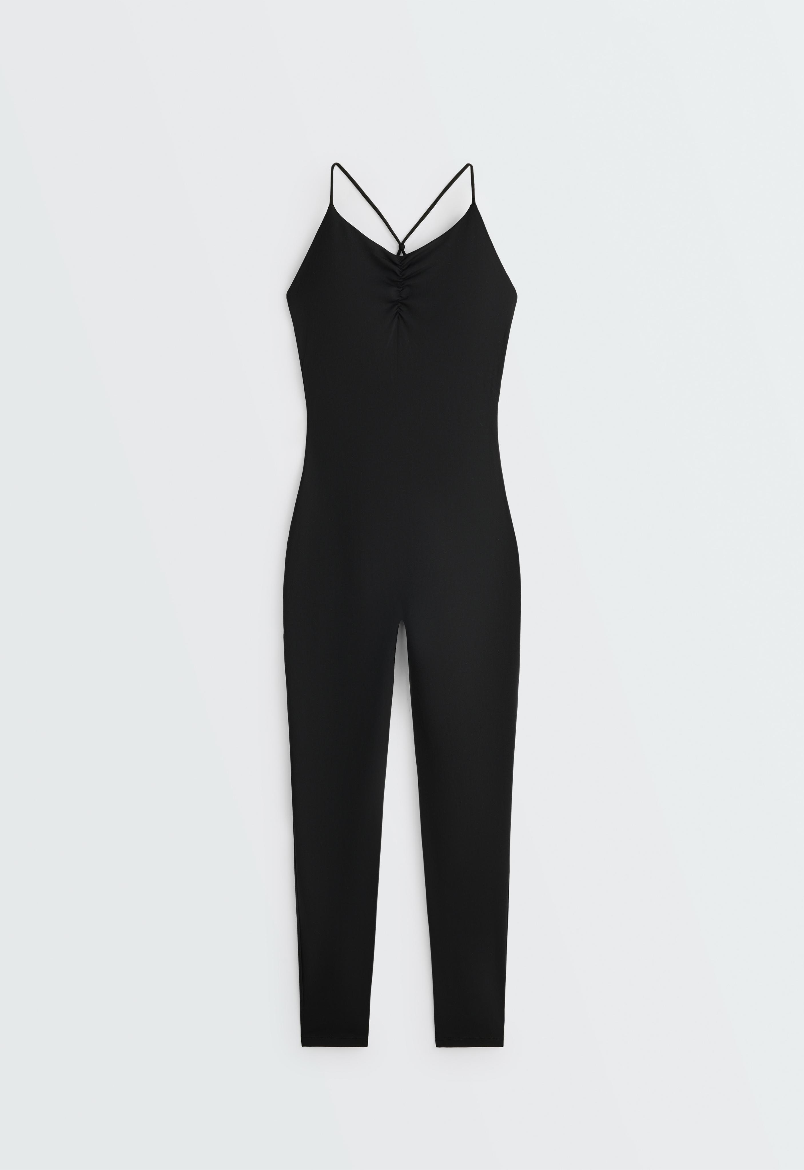 Comfortlux long jumpsuit with knots — BLACK
