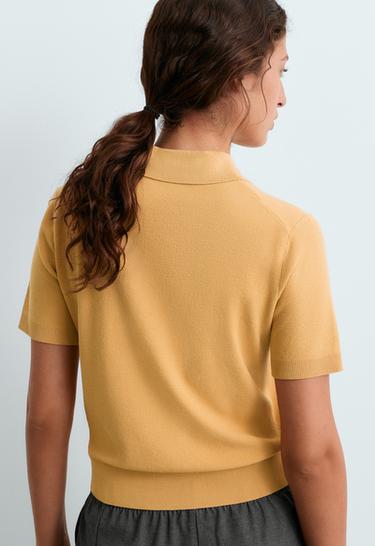 Short-sleeved button knit polo shirt — OCHRE 4