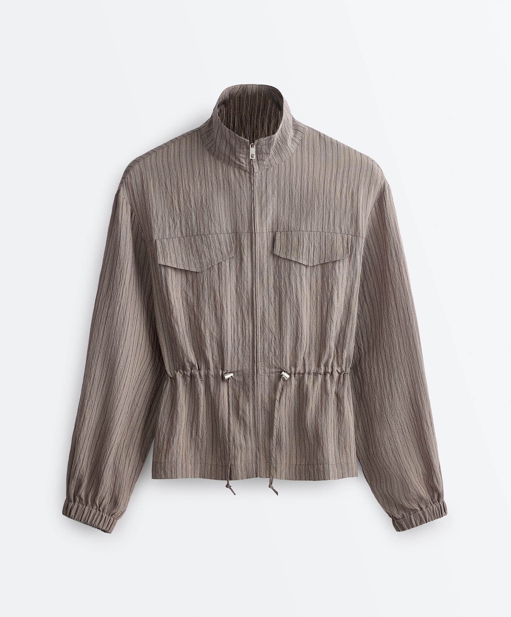 Striped Saharan jacket — CHARCOAL GREY