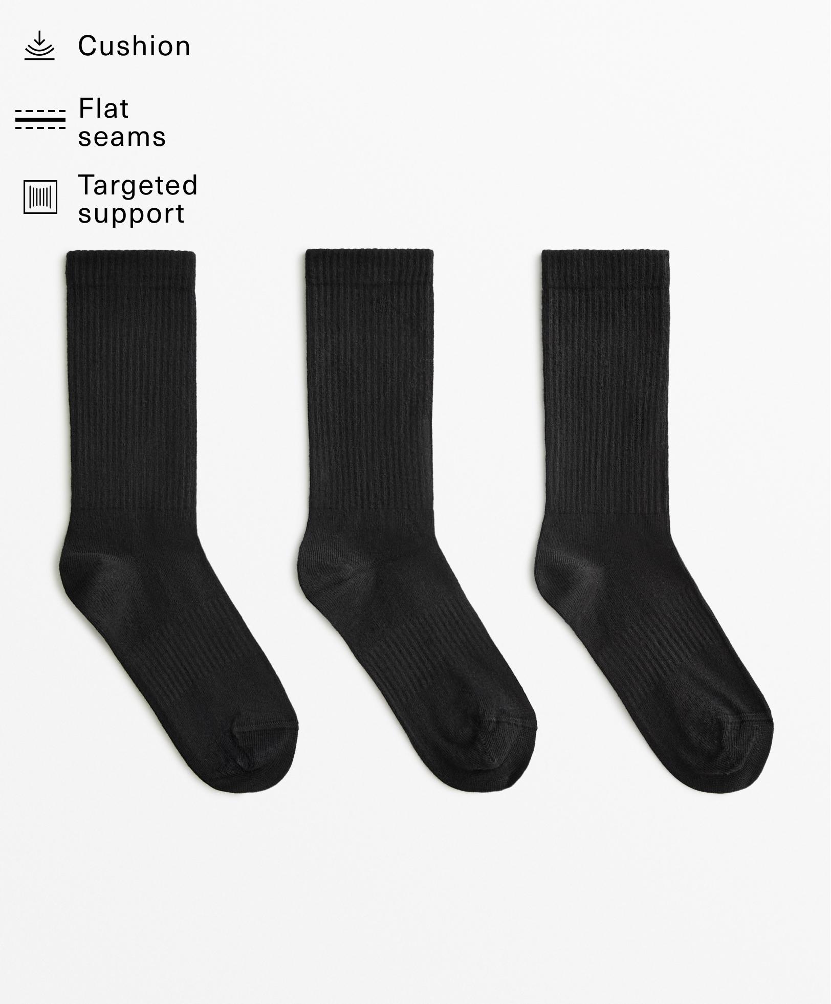 3 pairs of cotton blend classic sports socks