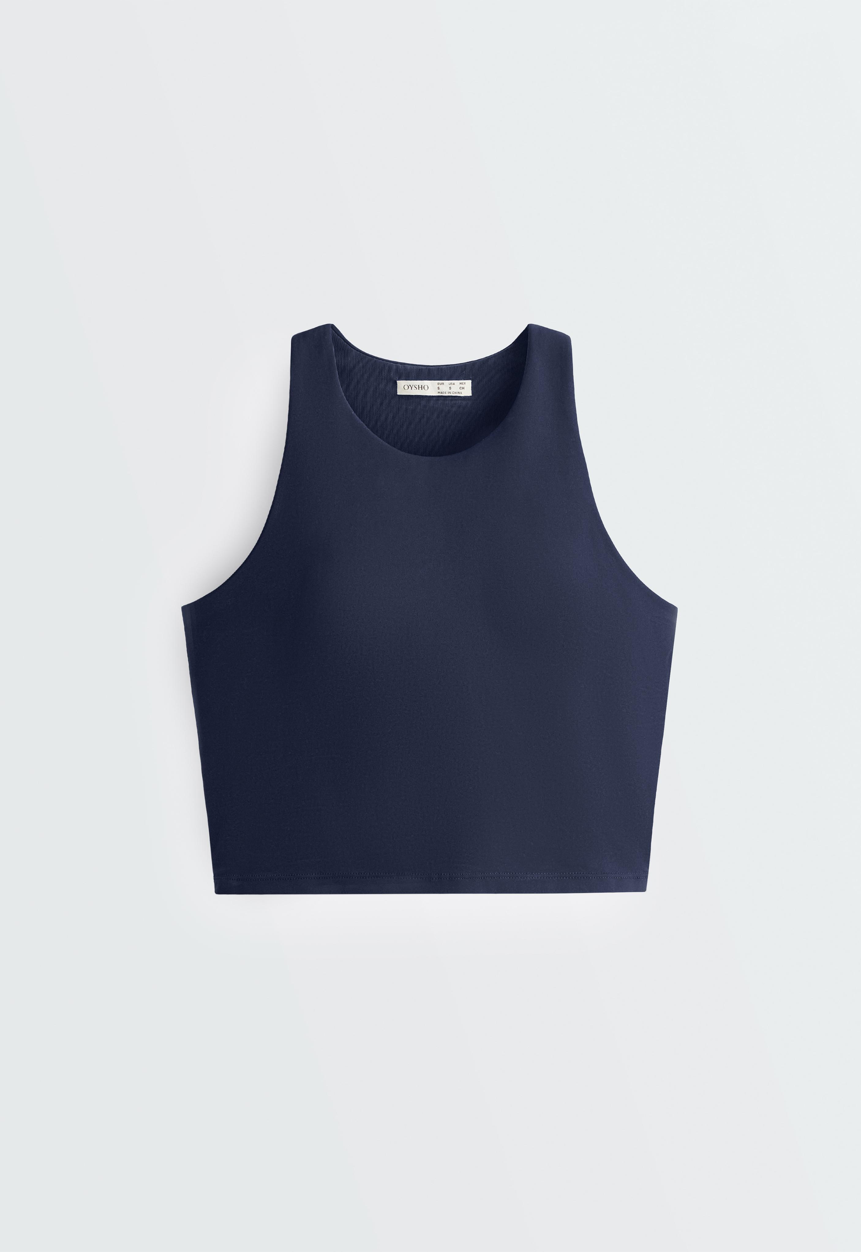 Compressive halter tank top — NAVY BLUE