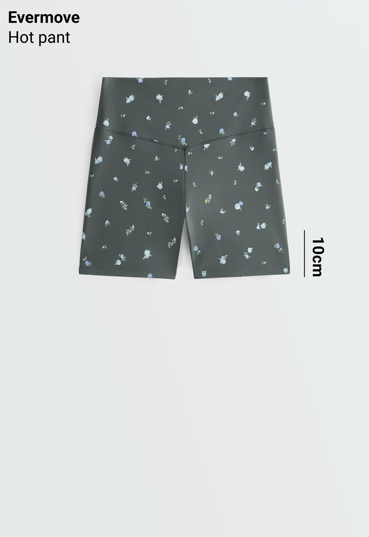 Evermove high-rise 10cm hot pants with floral print — STEEL GREY