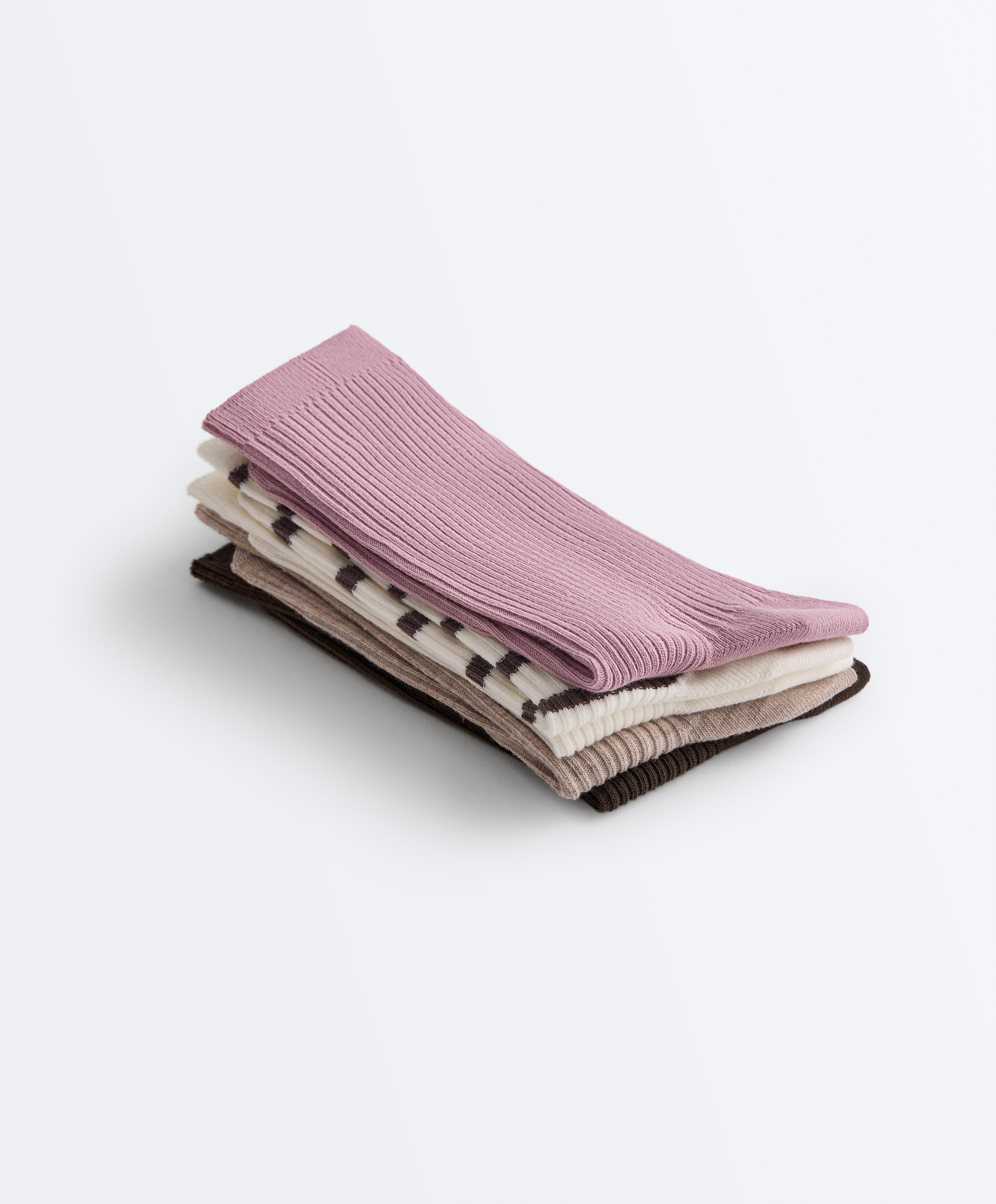 5 pairs of cotton blend classic socks — VINTAGE PINK