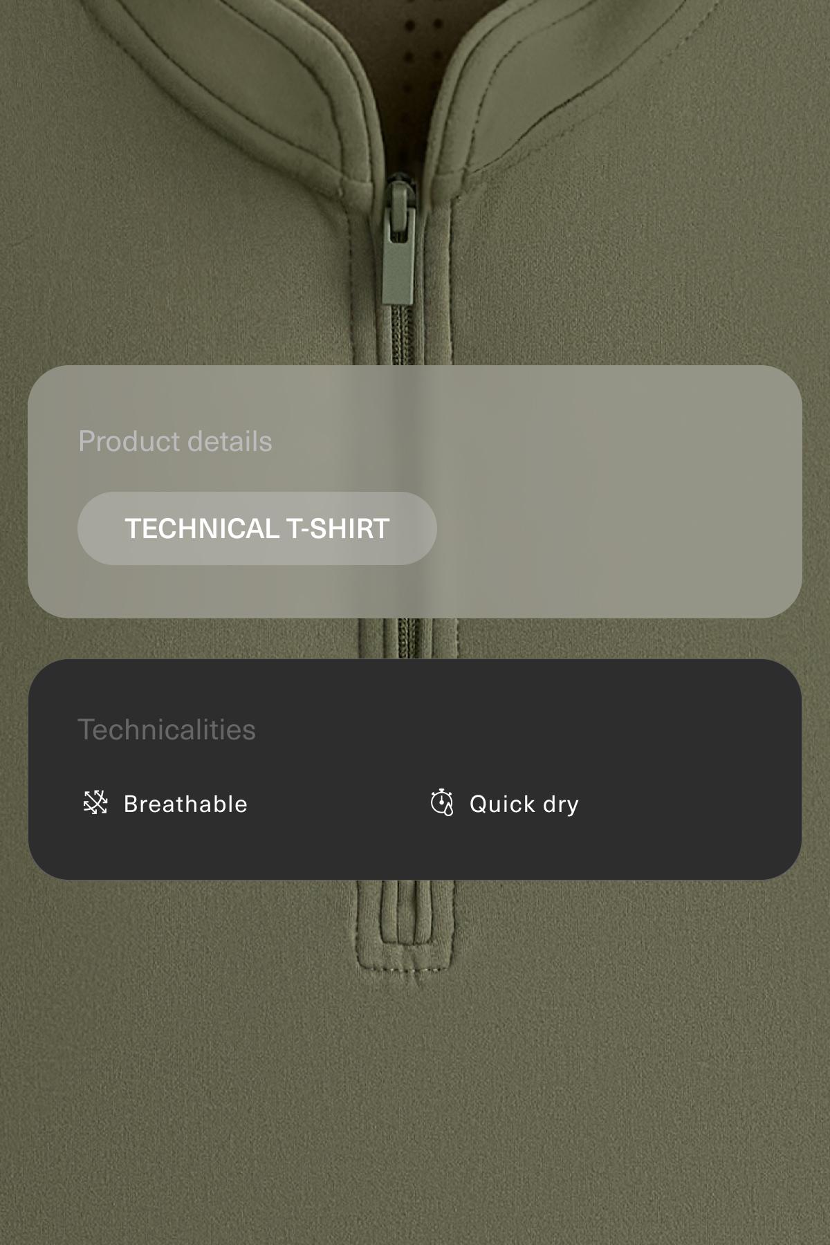 Technical sleeveless T-shirt with half zip — KHAKI