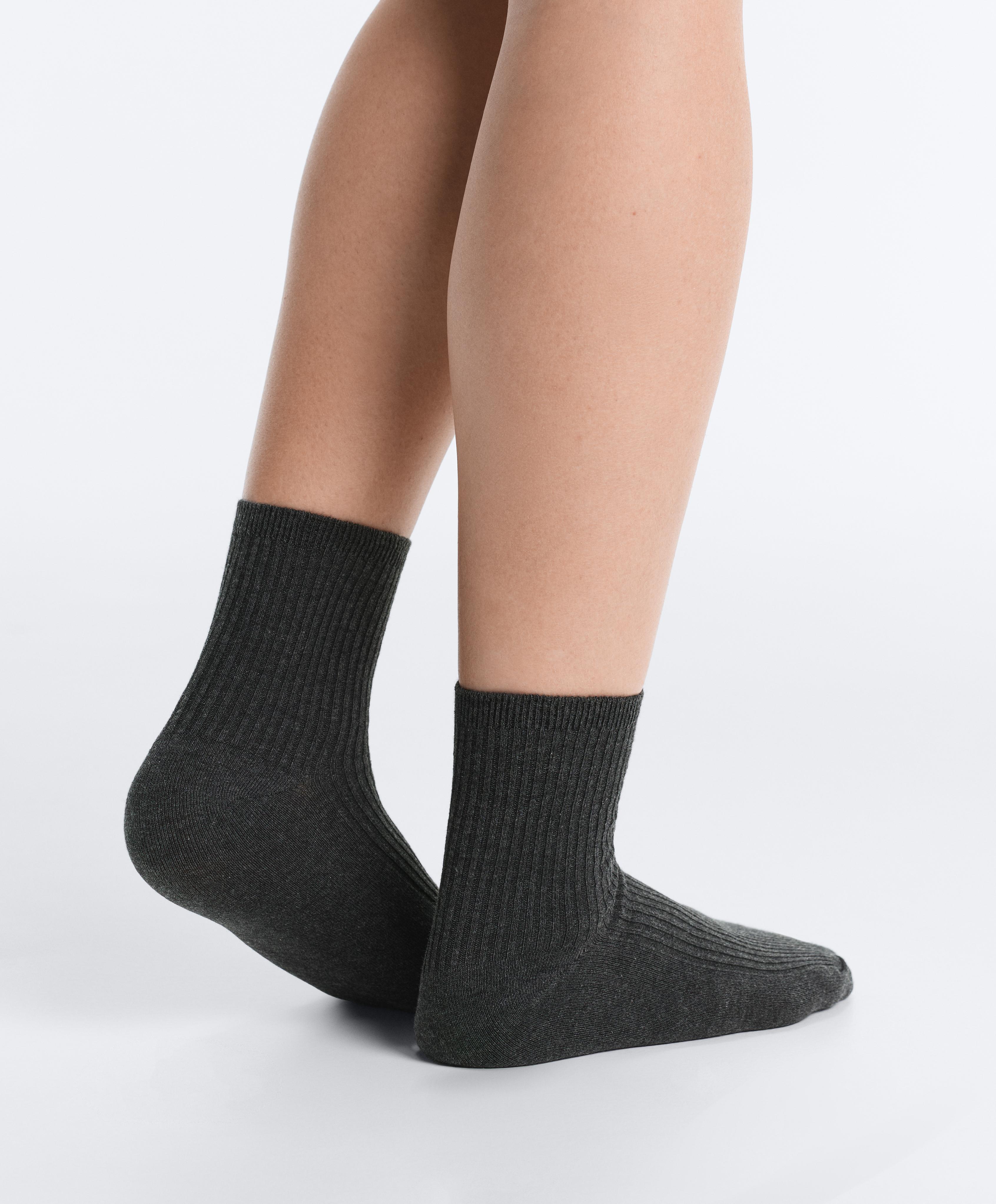 5 pairs of quarter socks with cotton — DARK GREY