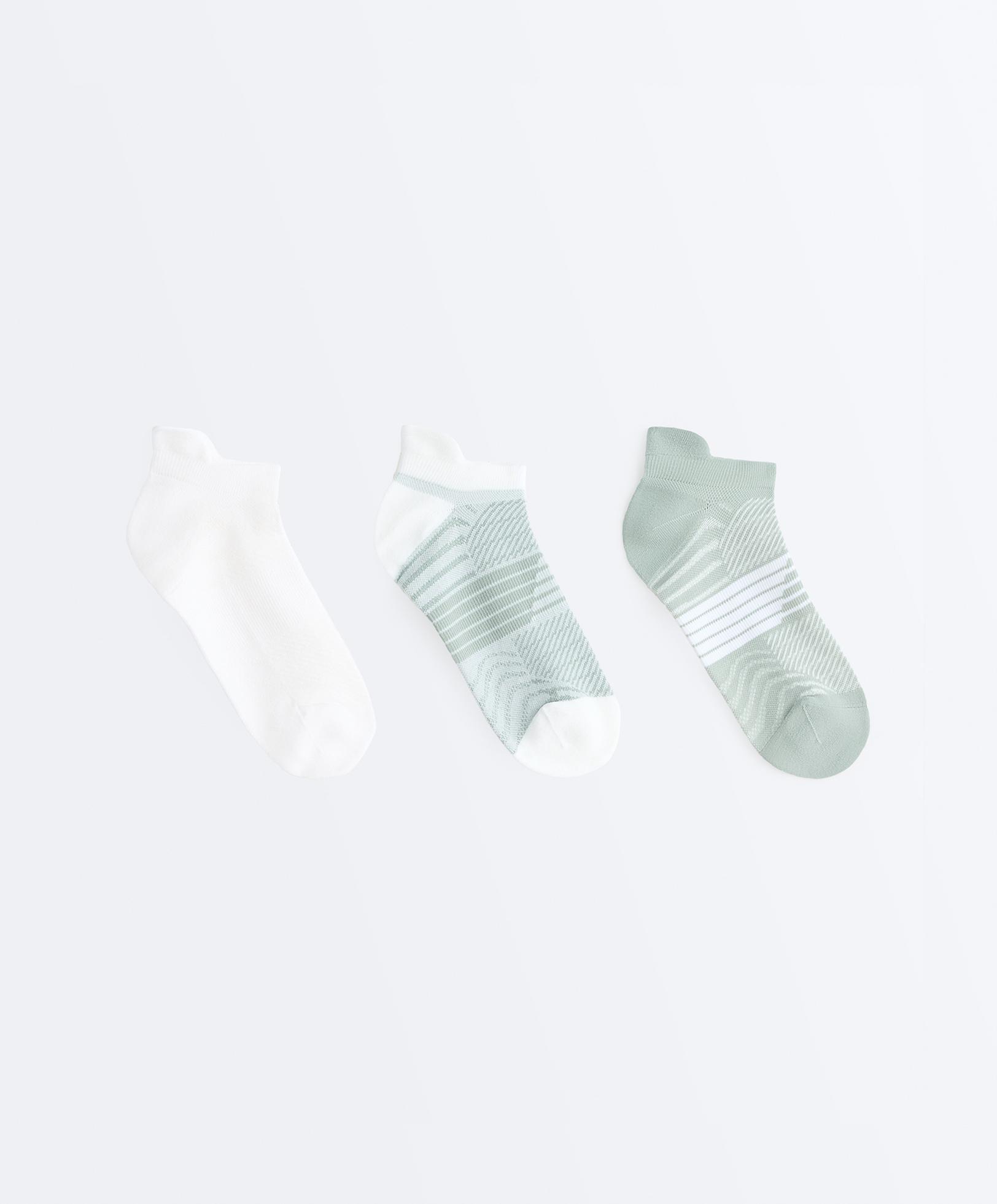 3 pairs of polyamide blend sports sneaker socks with heel tab — DUSTY-BLUE