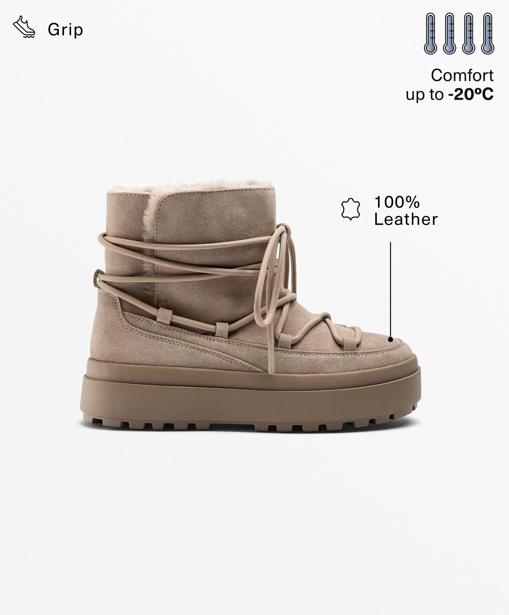 Split-leather lace-up boots - Sale