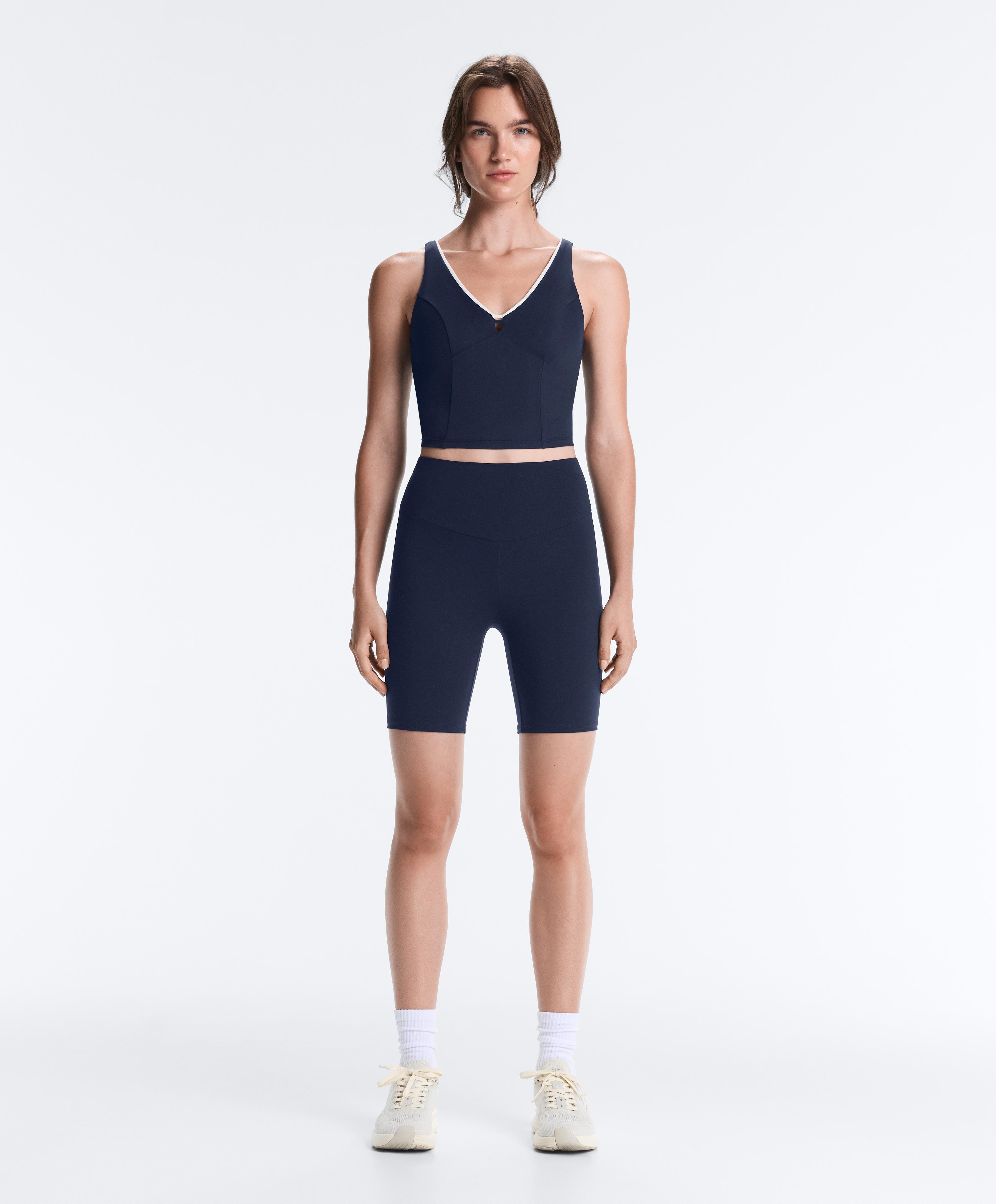 Comfortlux V-neck strappy tank top — NAVY BLUE