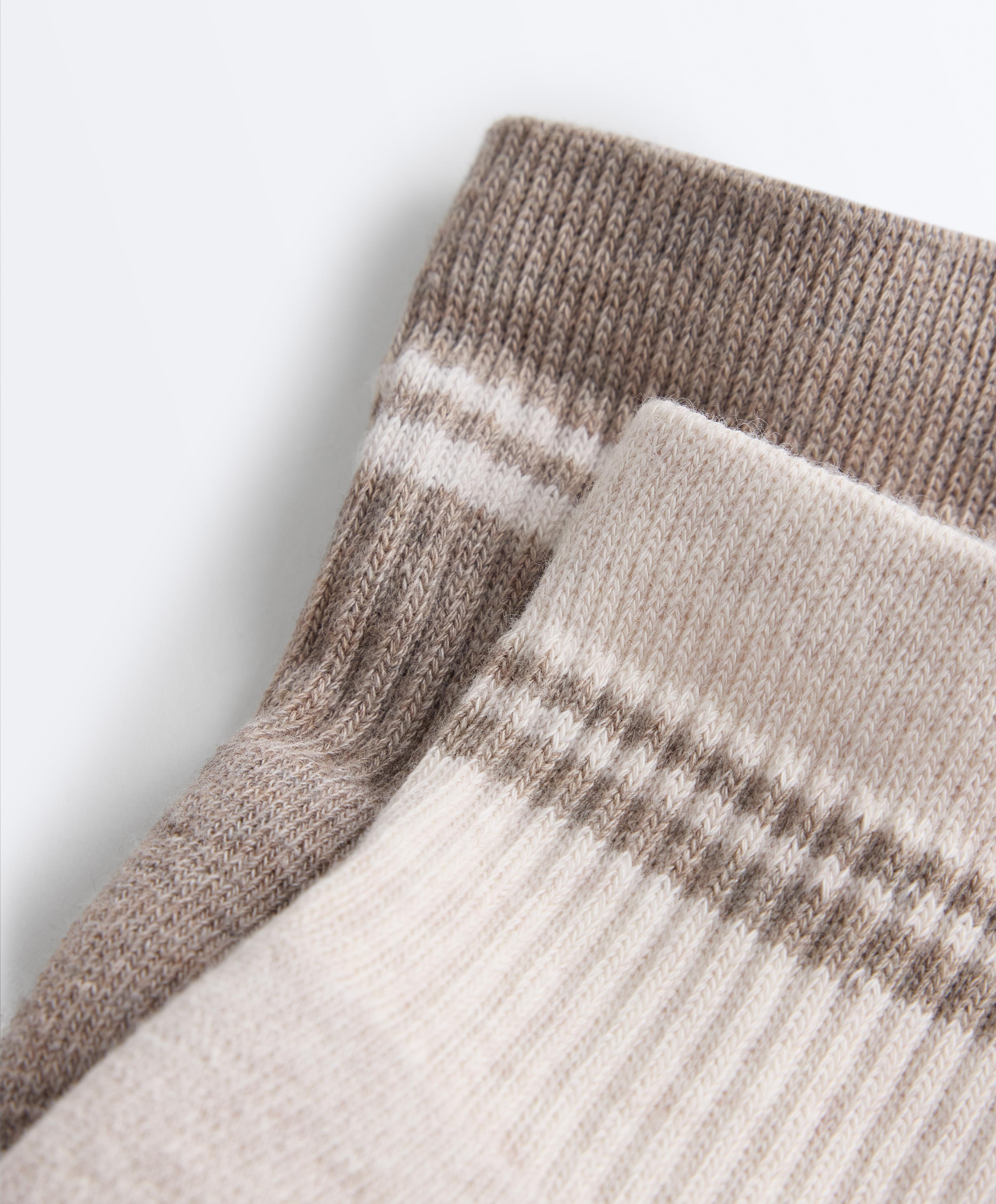 2 pairs of cotton padded quarter yoga and Pilates socks — TAN MELANGE