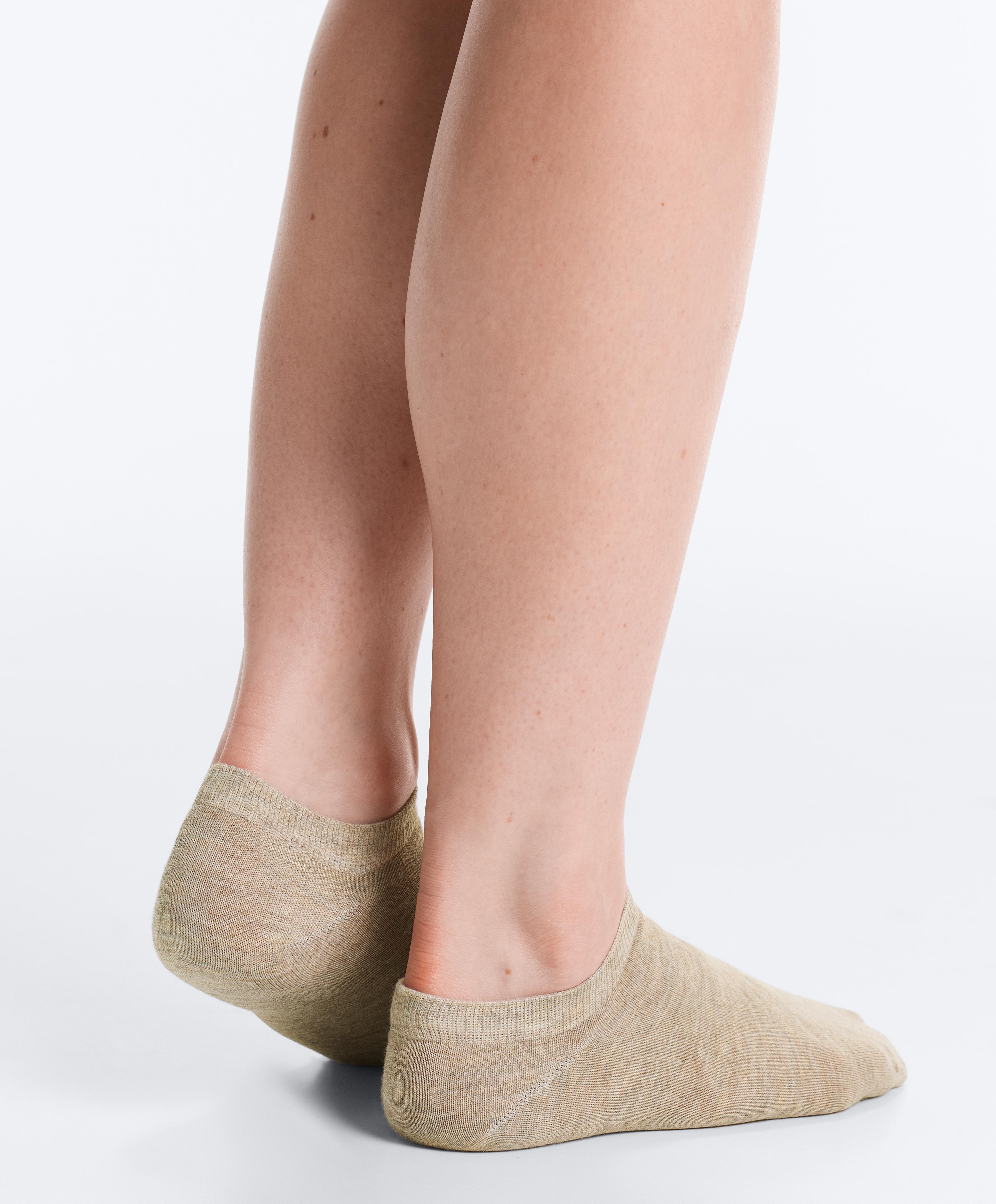 5 pairs of cotton-blend sneaker socks — SAND MELANGE