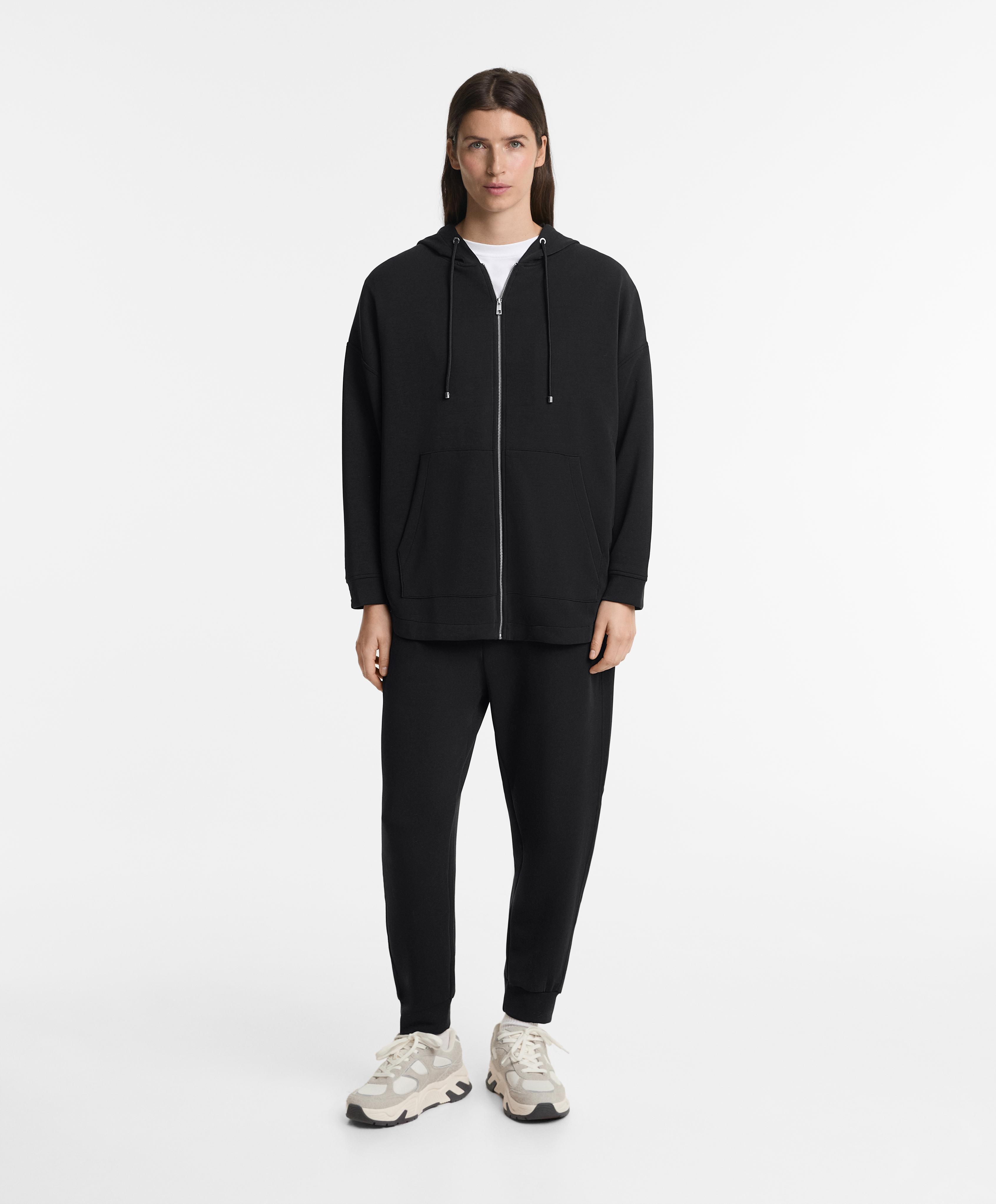 Long Soft Touch jacket with modal — BLACK