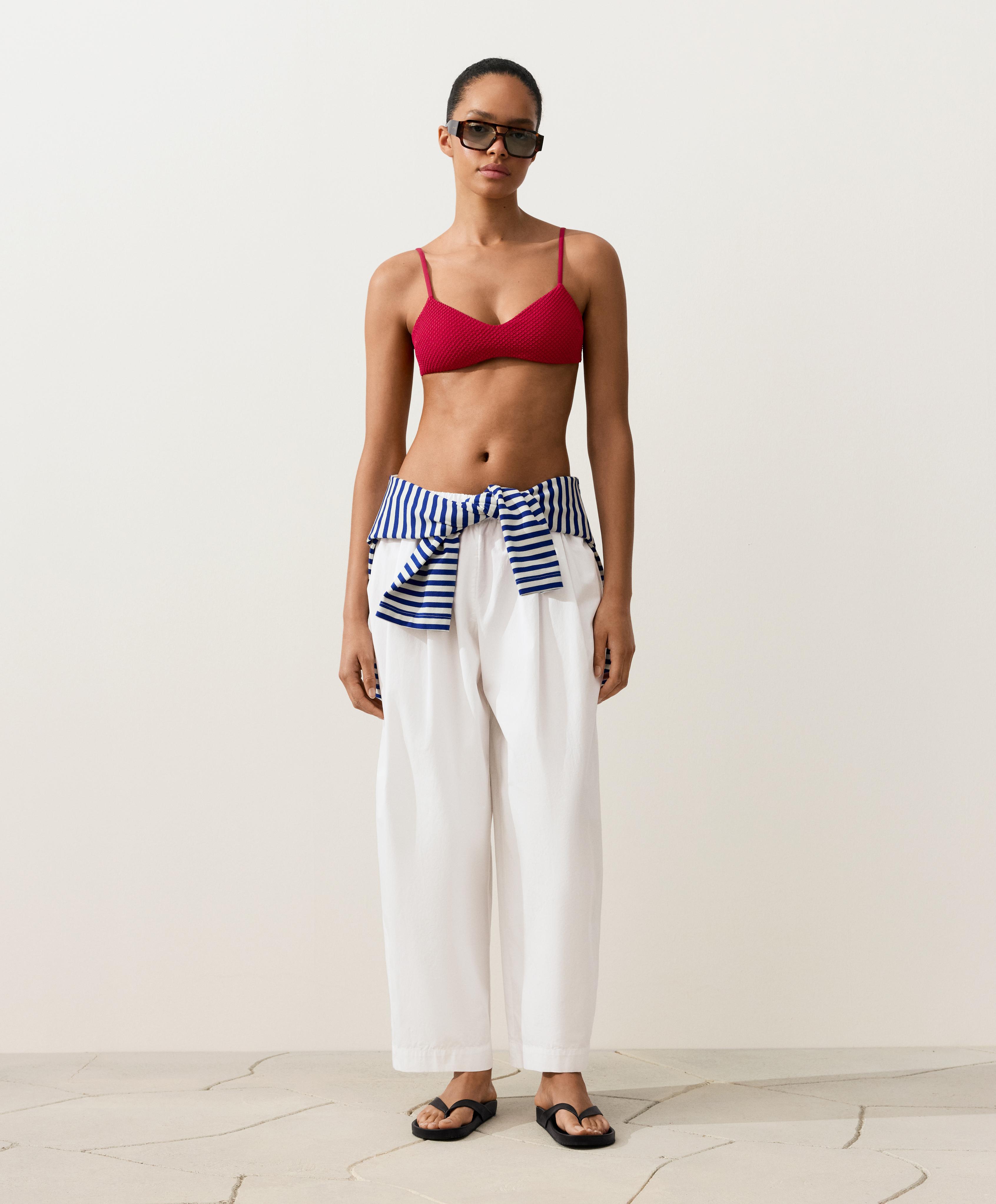Waffle texture bikini top — BRIGHT RED
