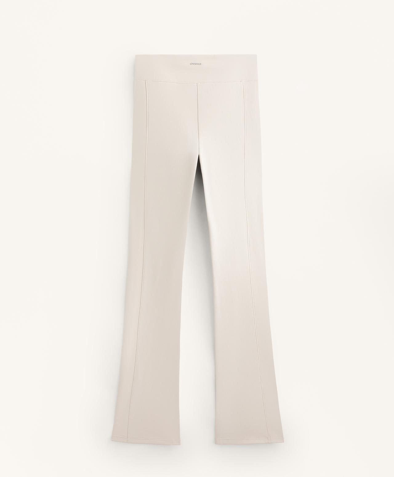 High rise Warm Flare trousers with zips — PALE MINK