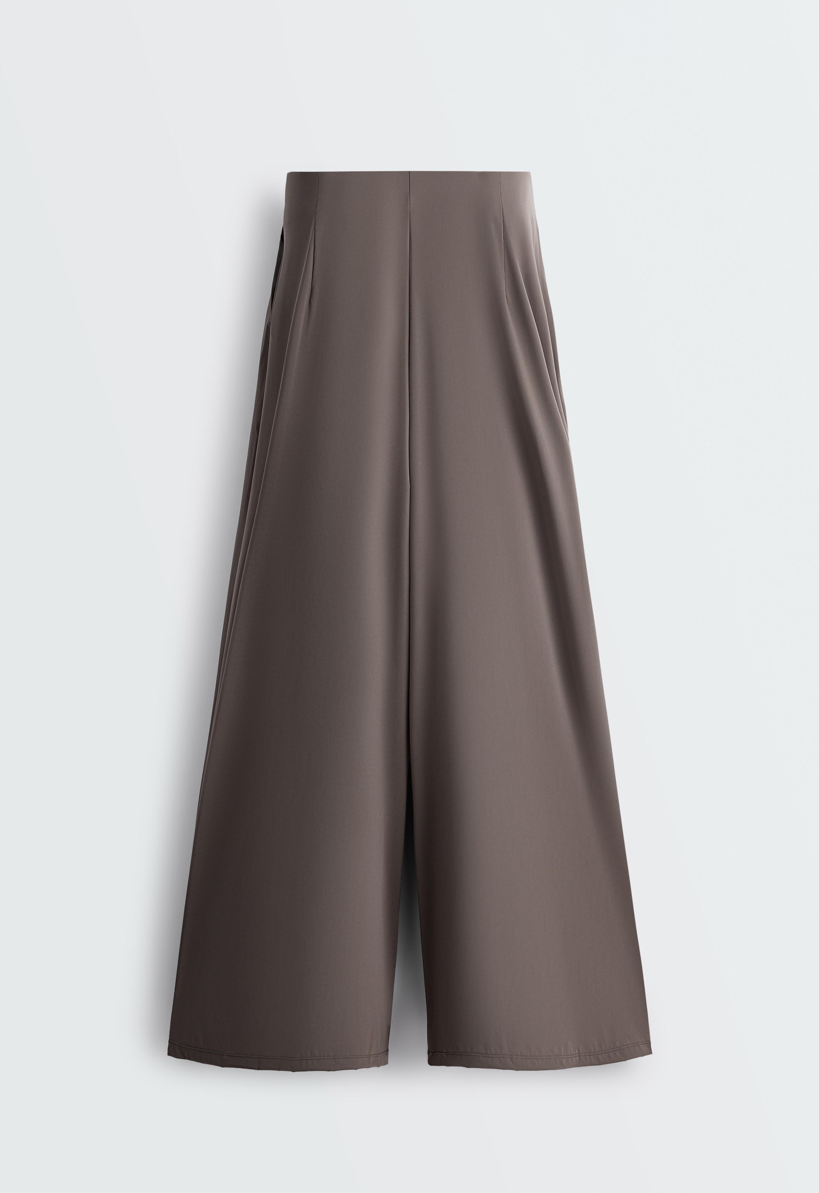 Light Touch wide-leg pleated trousers — BROWN-KHAKI