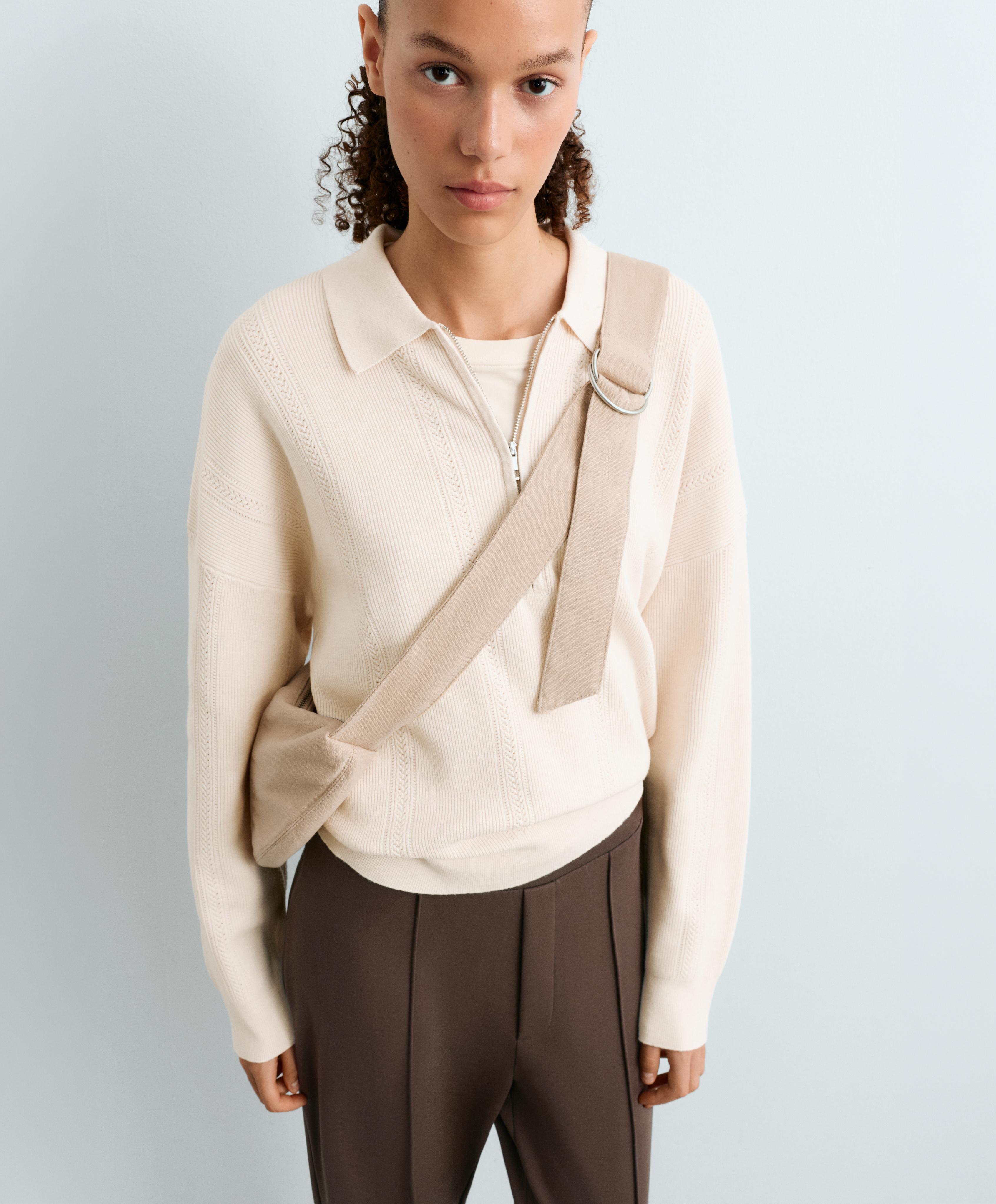 100% cotton crossbody bag — PALE BEIGE