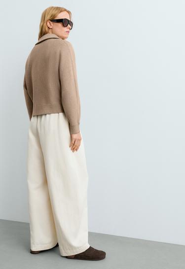 Half-zip knit jumper with piping — LIGHT MINK 4