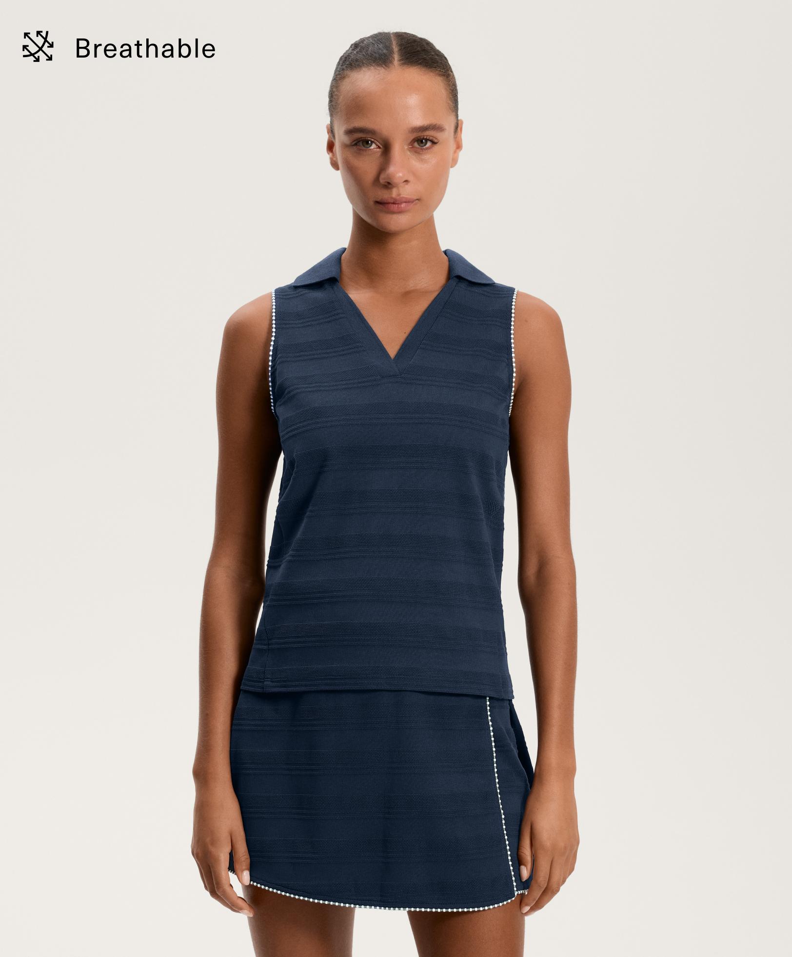 Поло жакард без ръкави от 100% памук