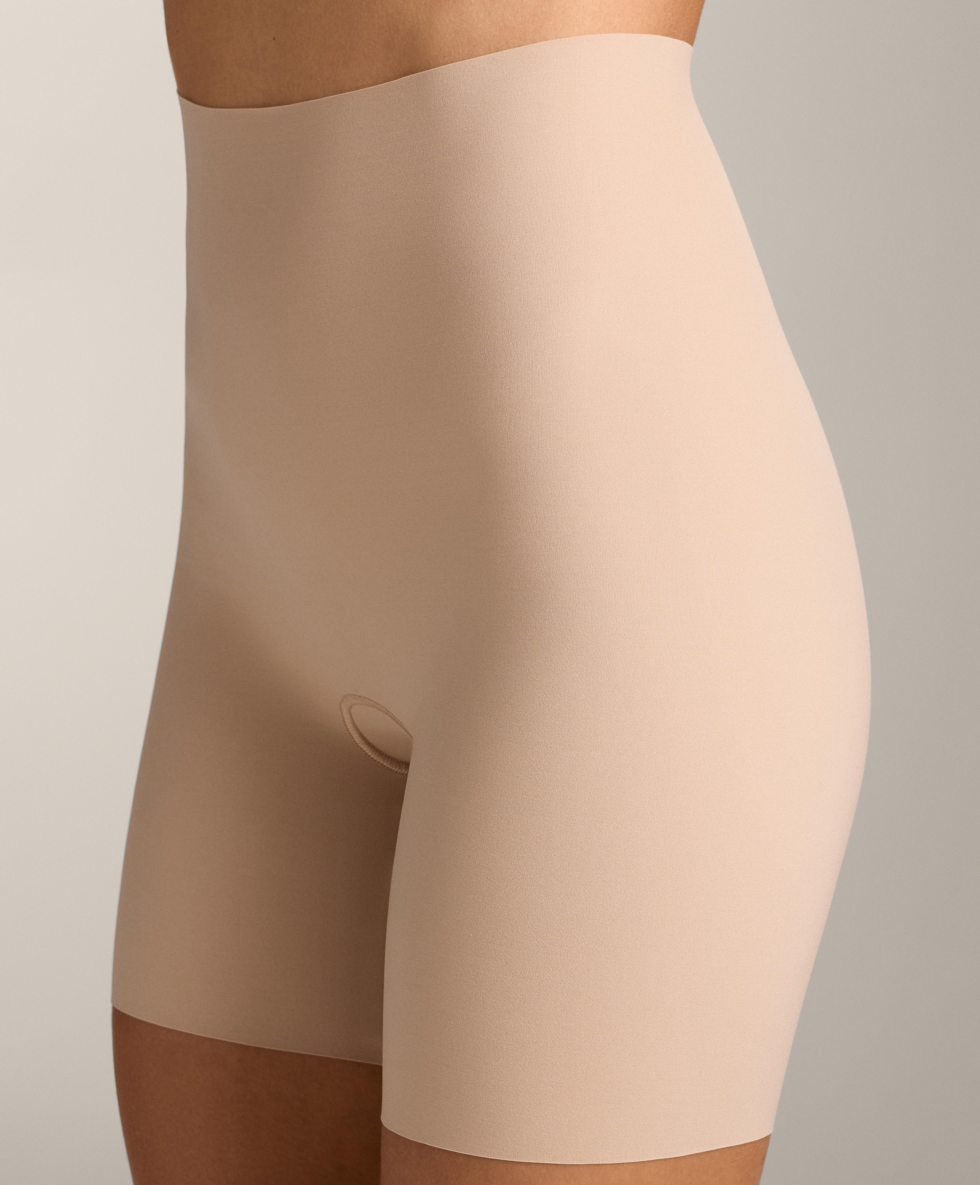 High-waisted invisible laser-cut cycling briefs — BEIGE