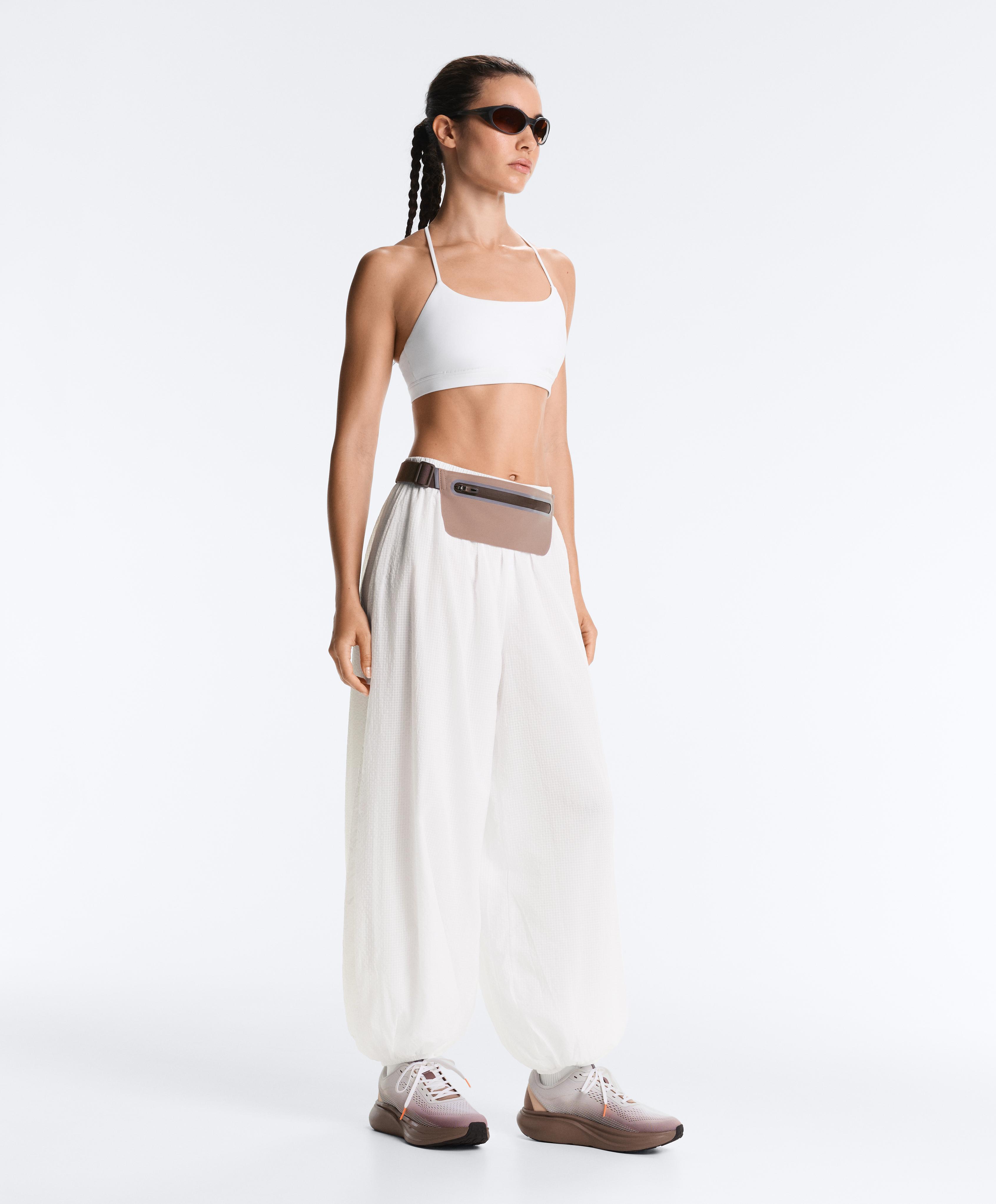 Checked technical bloomer trousers — WHITE