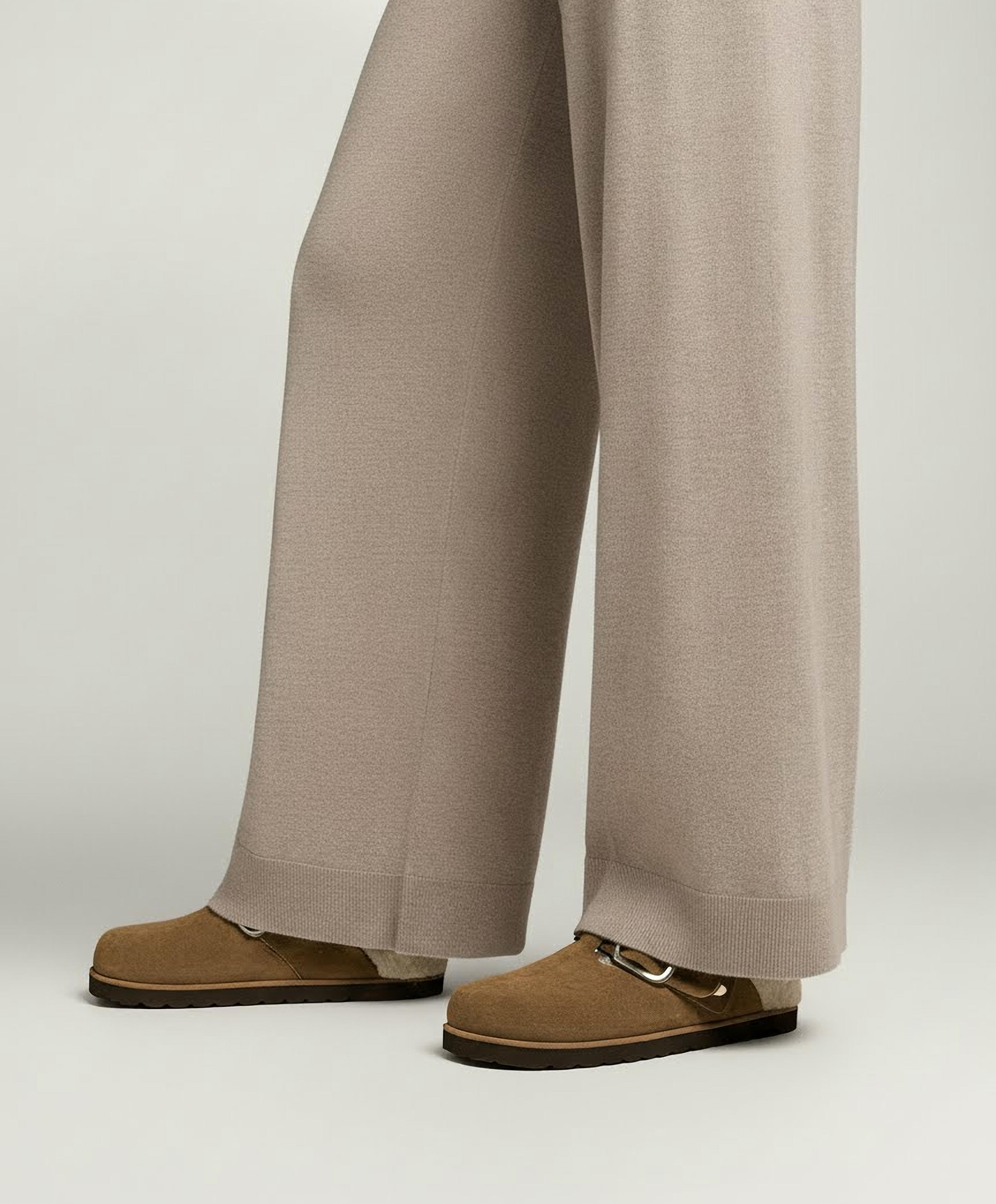 Buckled split-leather faux shearling clogs — TOASTED BROWN