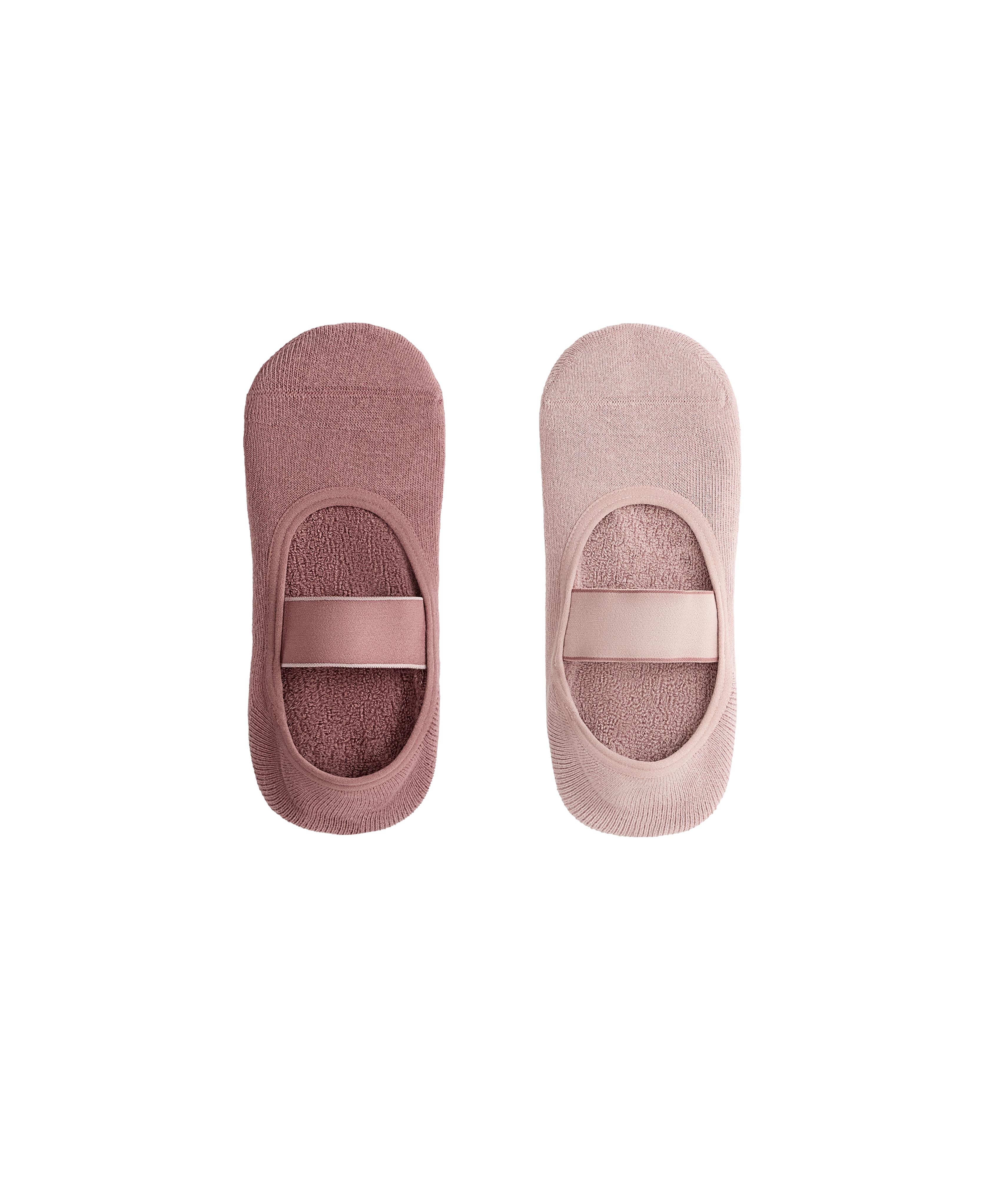 2 pairs of padded cotton blend invisible yoga and Pilates socks with wide strap — MID DUSTY PINK