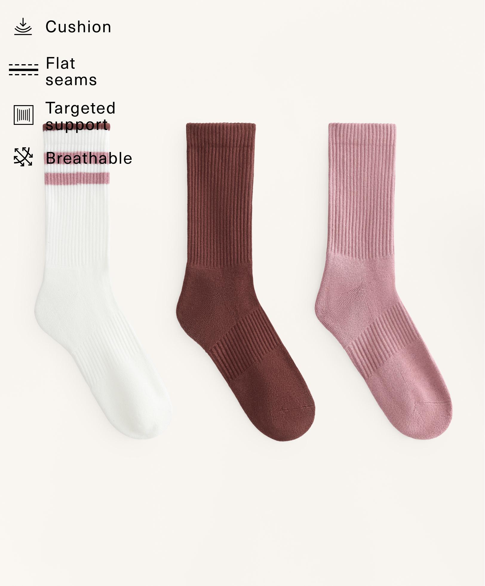 3 pairs of classic cotton blend sports socks