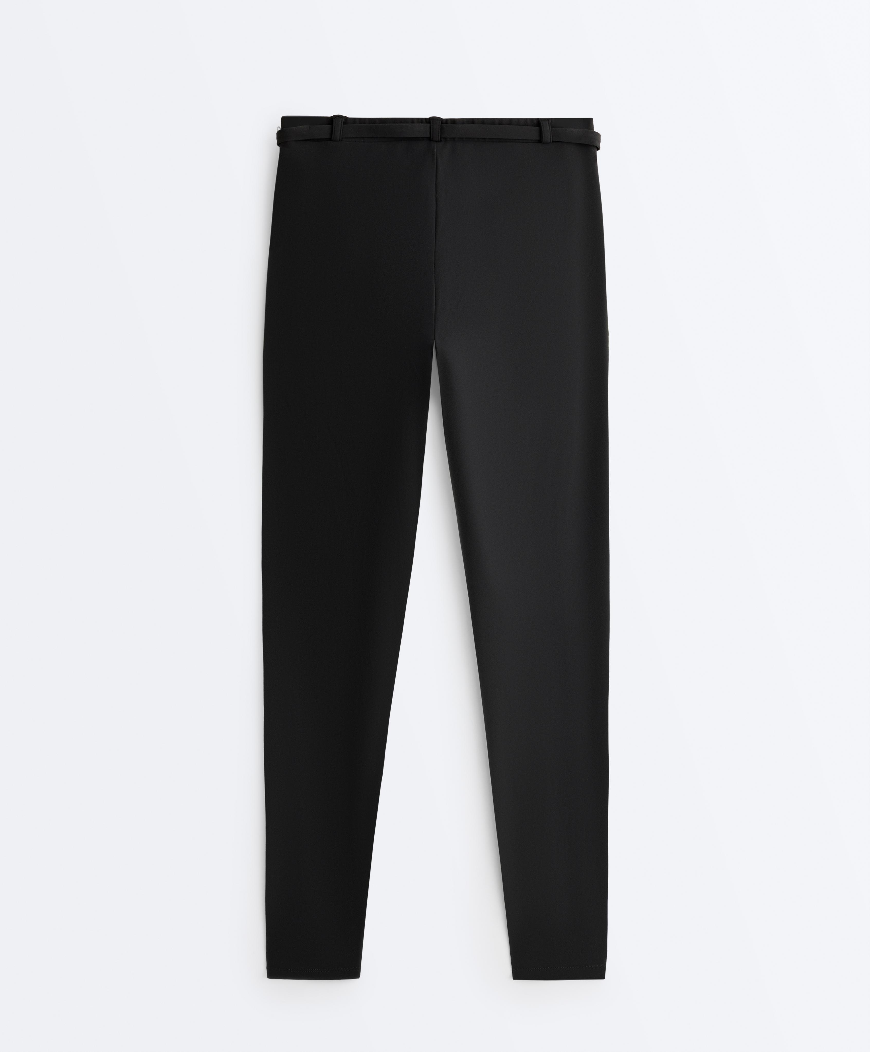 Comfortlux high-rise 65cm ankle-length leggings with belt — BLACK