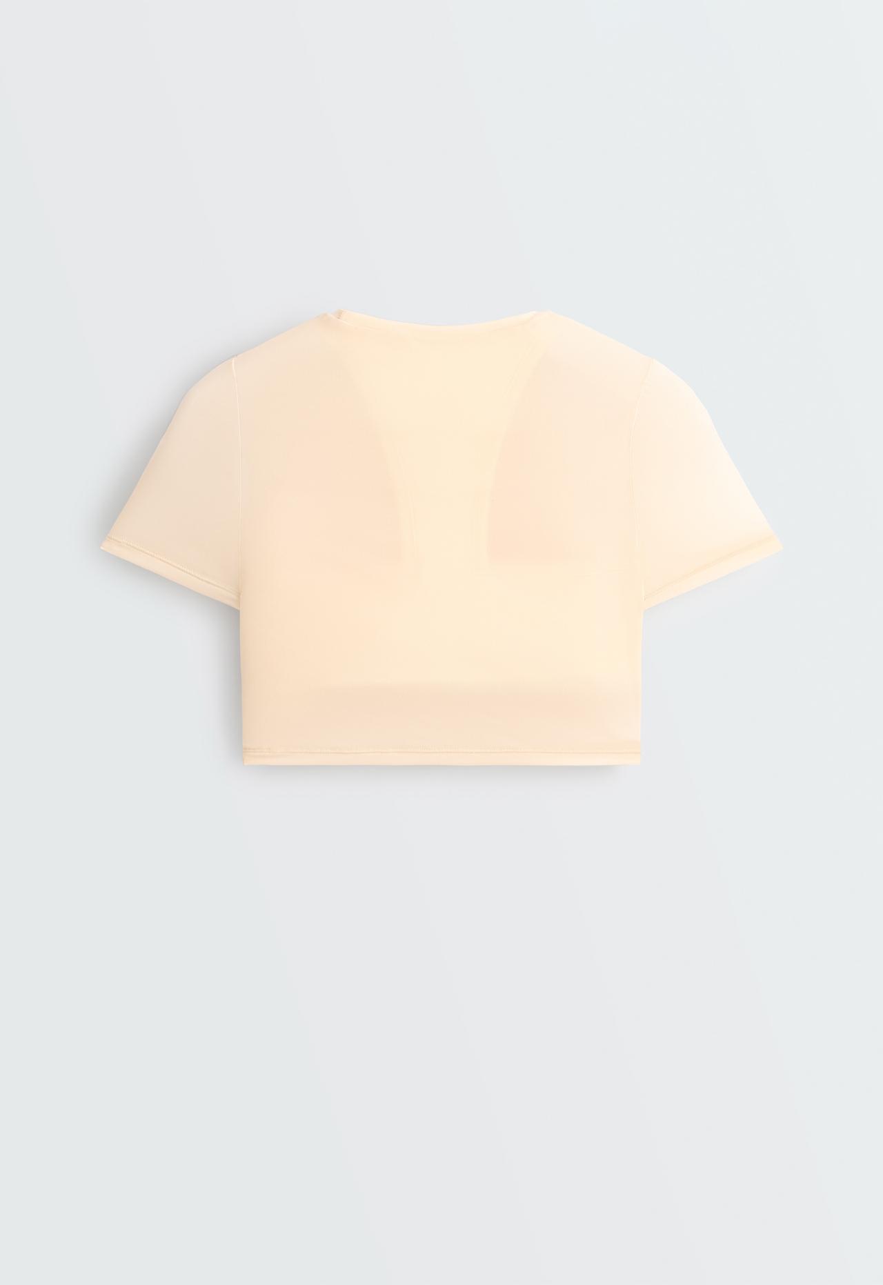 Short-sleeved sheer tank top — VANILLA