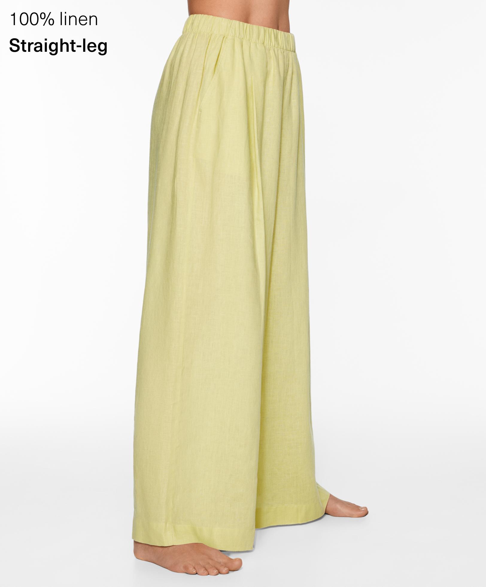 100% linen wide straight-leg trousers - Sale