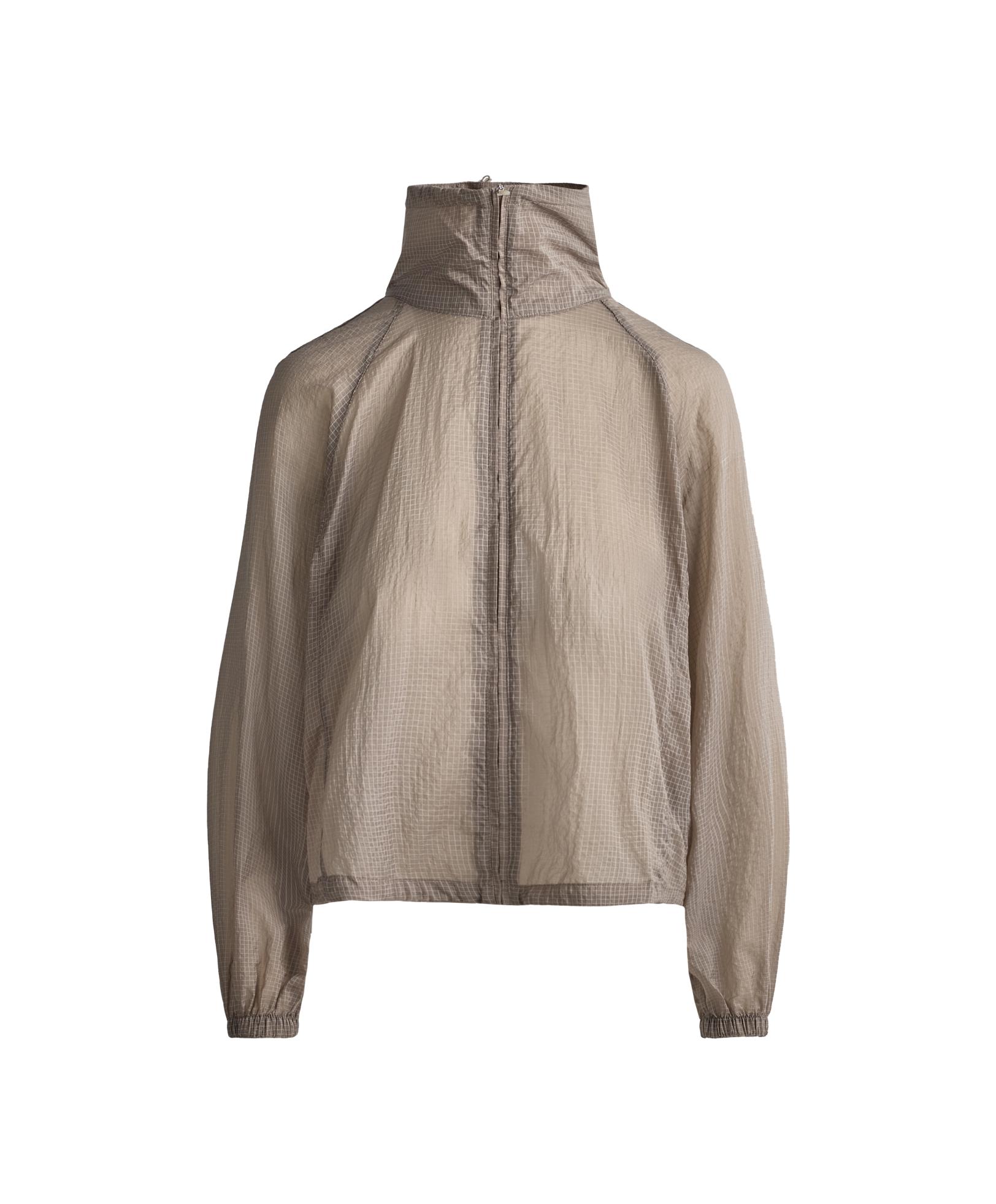 Check track jacket — MINK GREY
