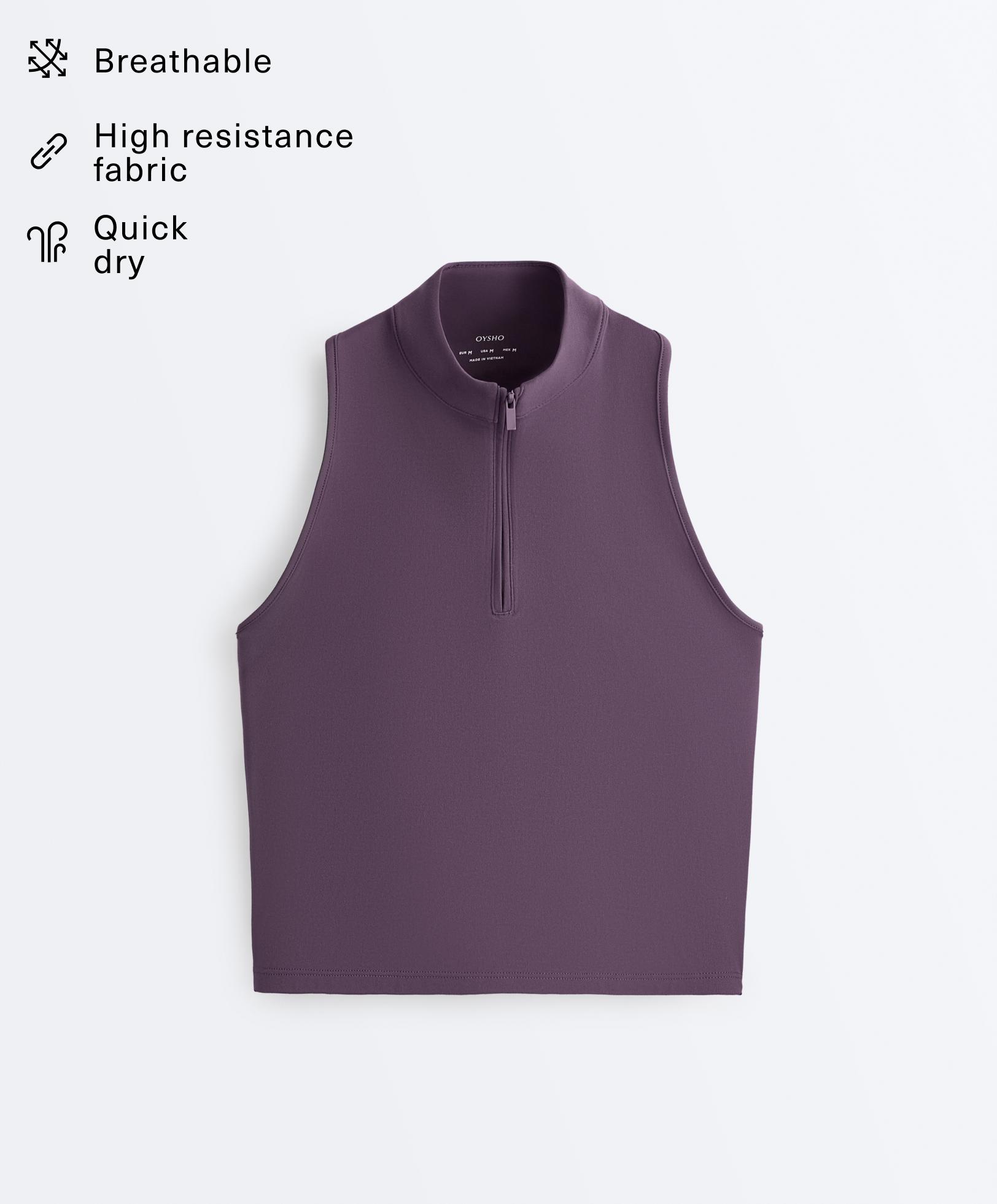 Half-zip sleeveless top — WASHED PURPLE