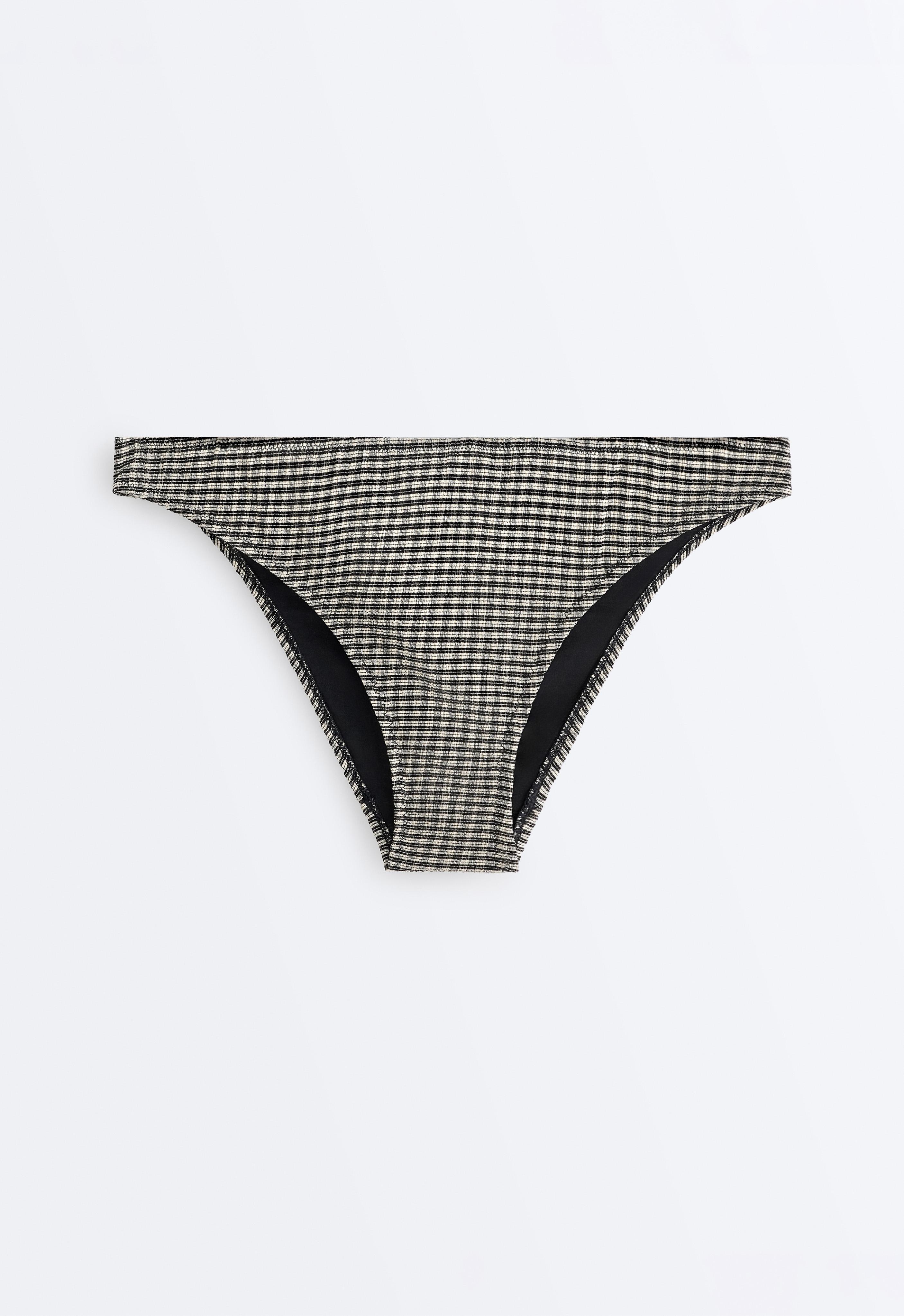 Classic mini check bikini briefs — BLACK